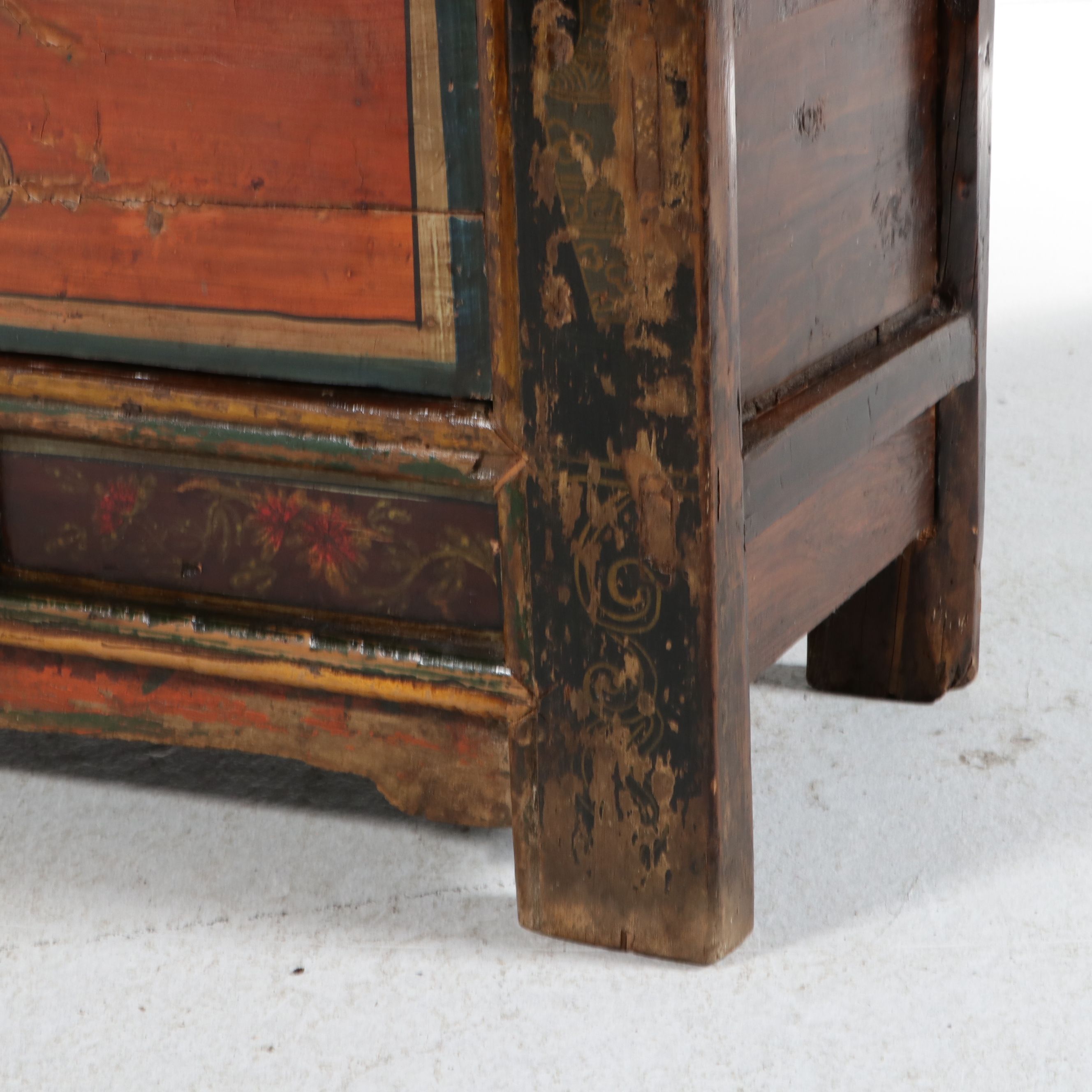 Chinese Polychrome Painted Lacquer Sideboard, 20th Century