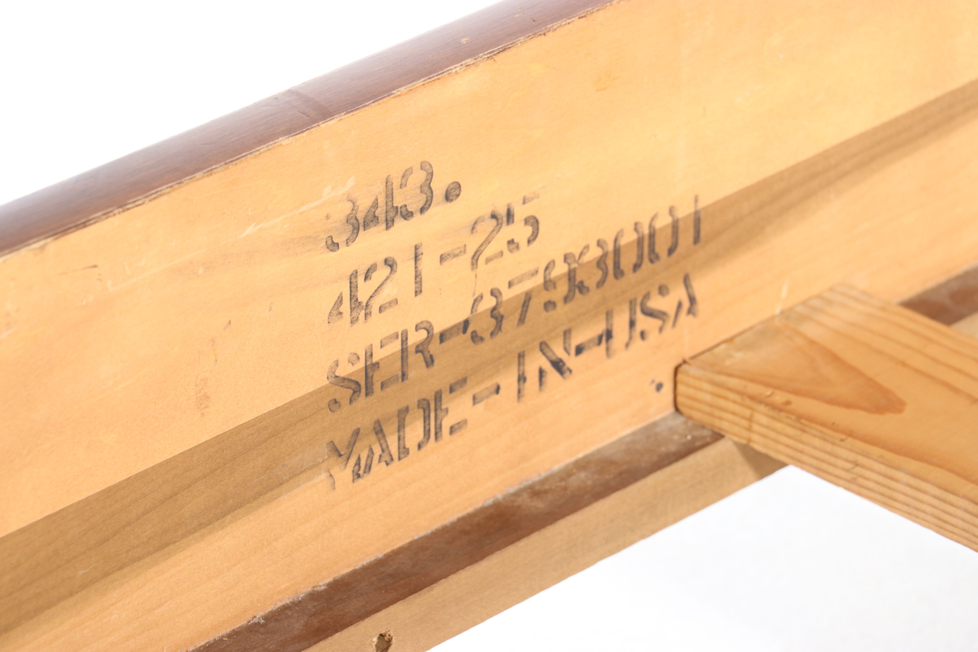 Empire Style Cherry Sleigh Bed with Chevron Veneer, 21st Century