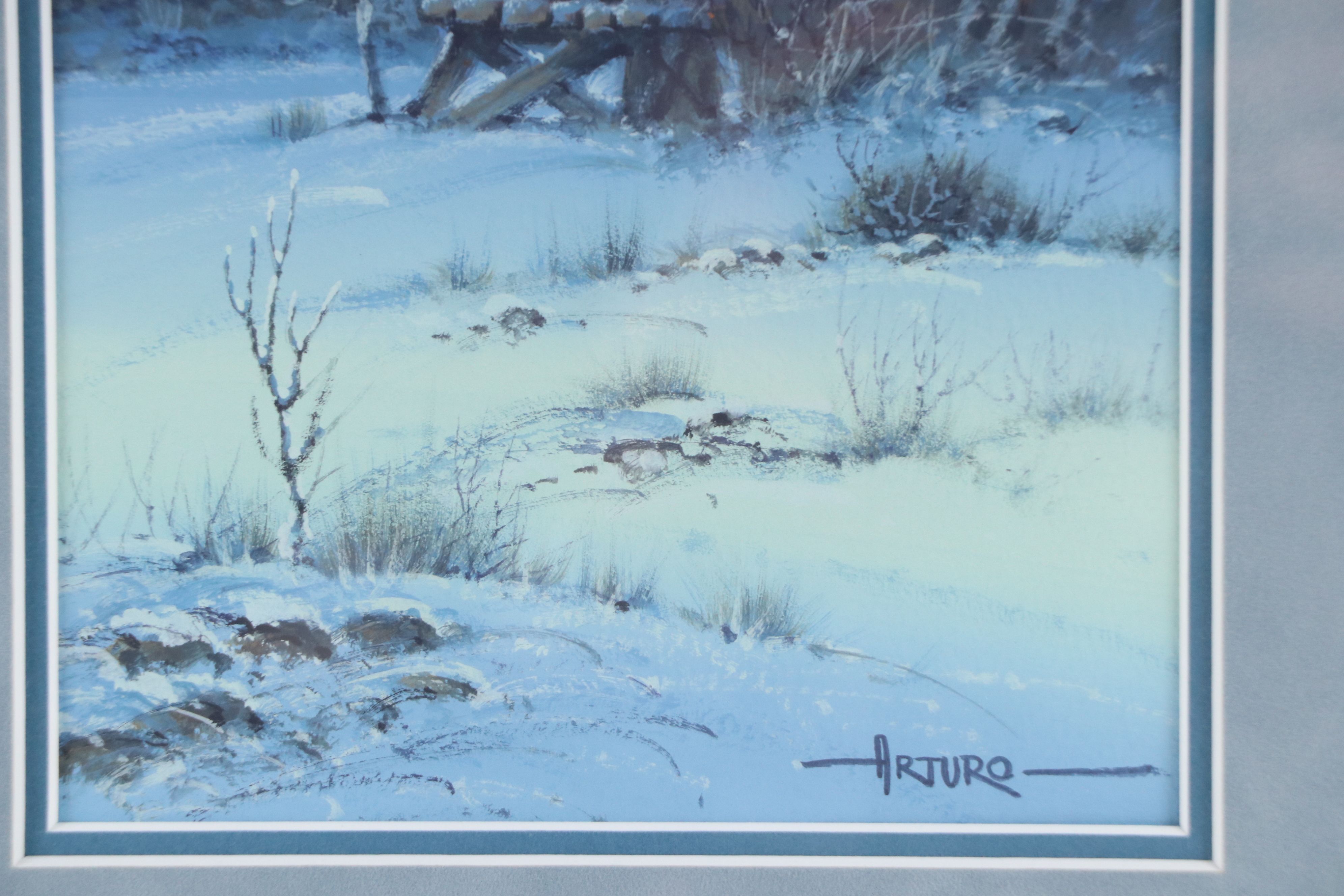 Oil Painting of Rustic Winter Scene, Late 20th Century