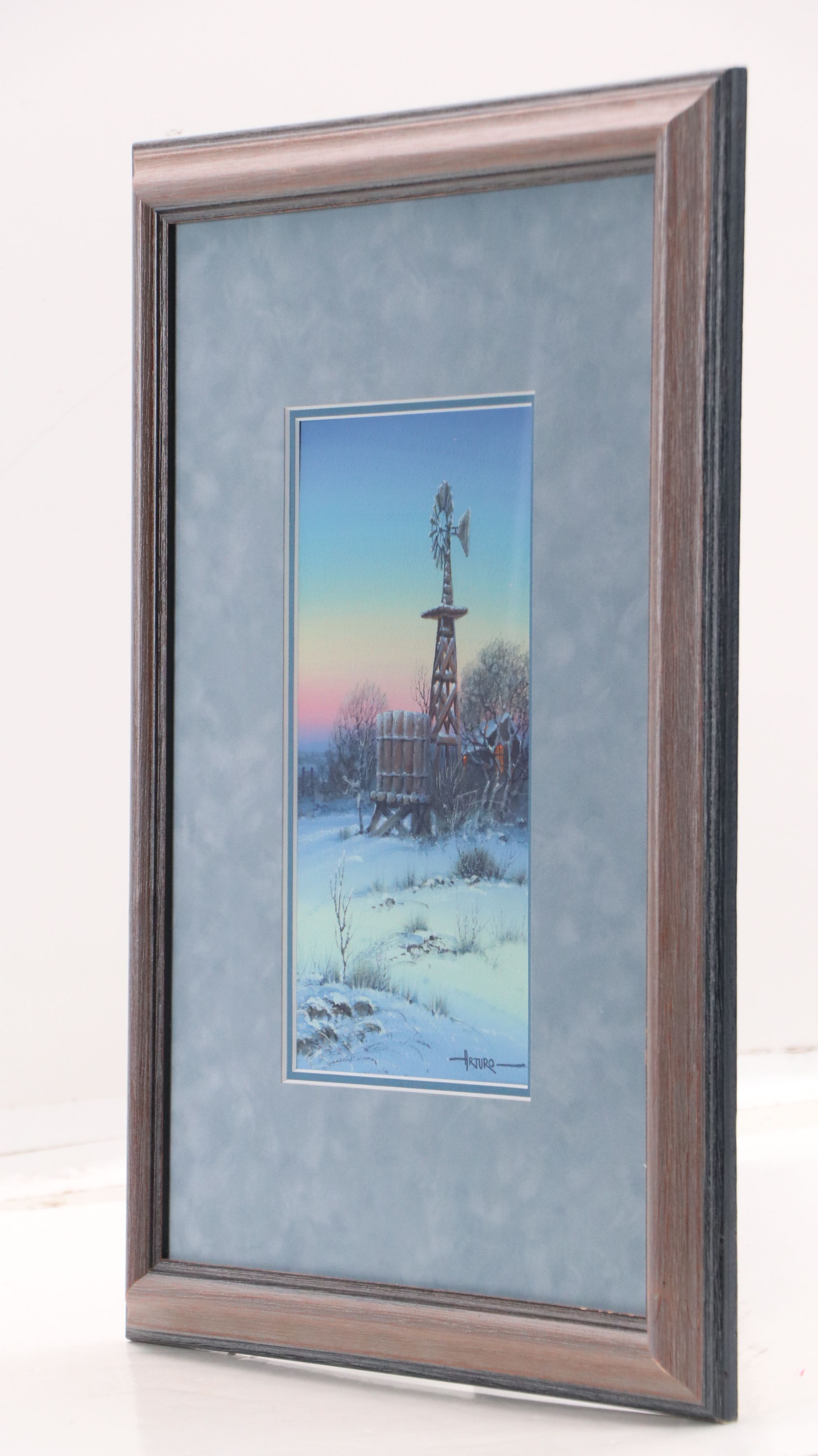 Oil Painting of Rustic Winter Scene, Late 20th Century