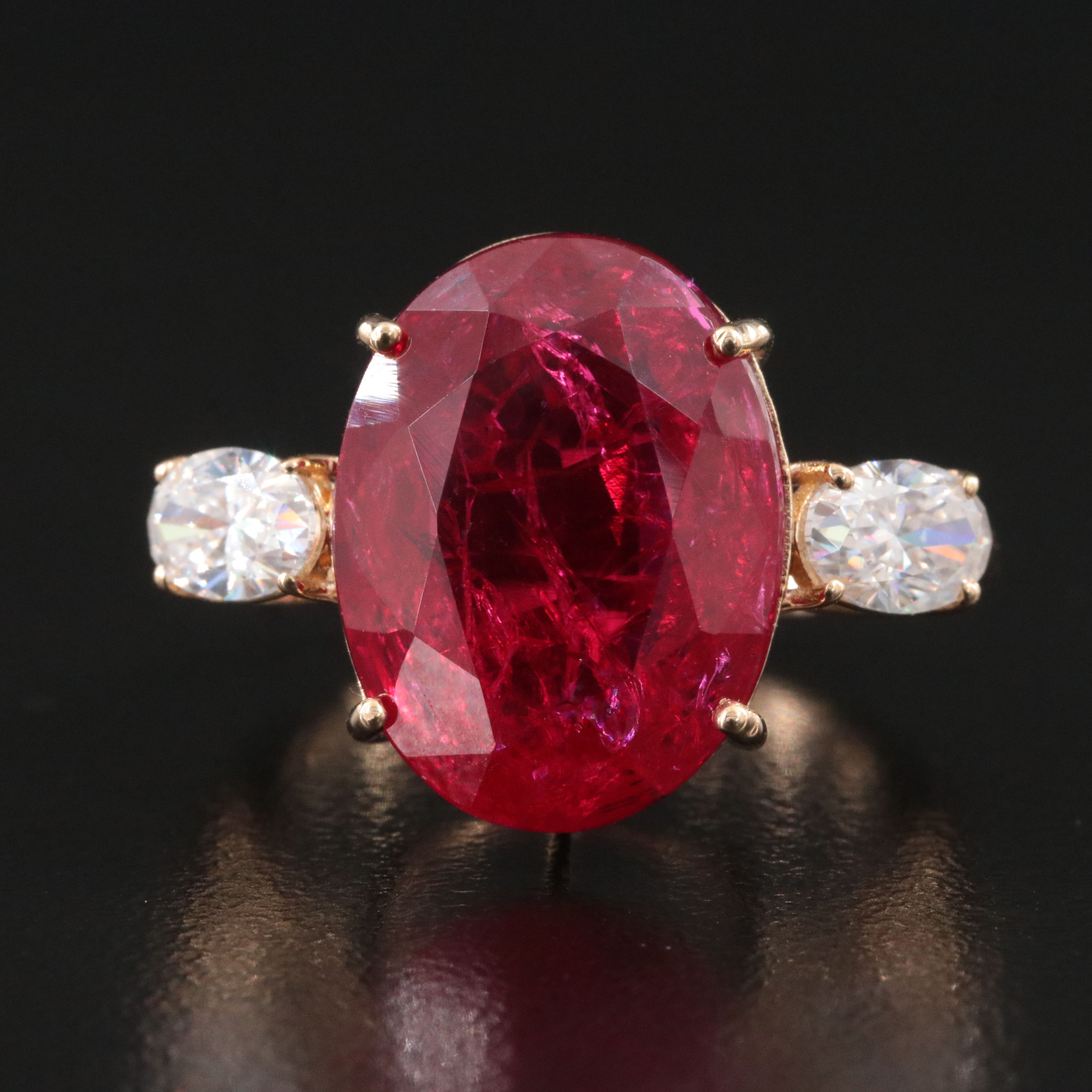 14K 10.44 CT Ruby and Moissanite Ring