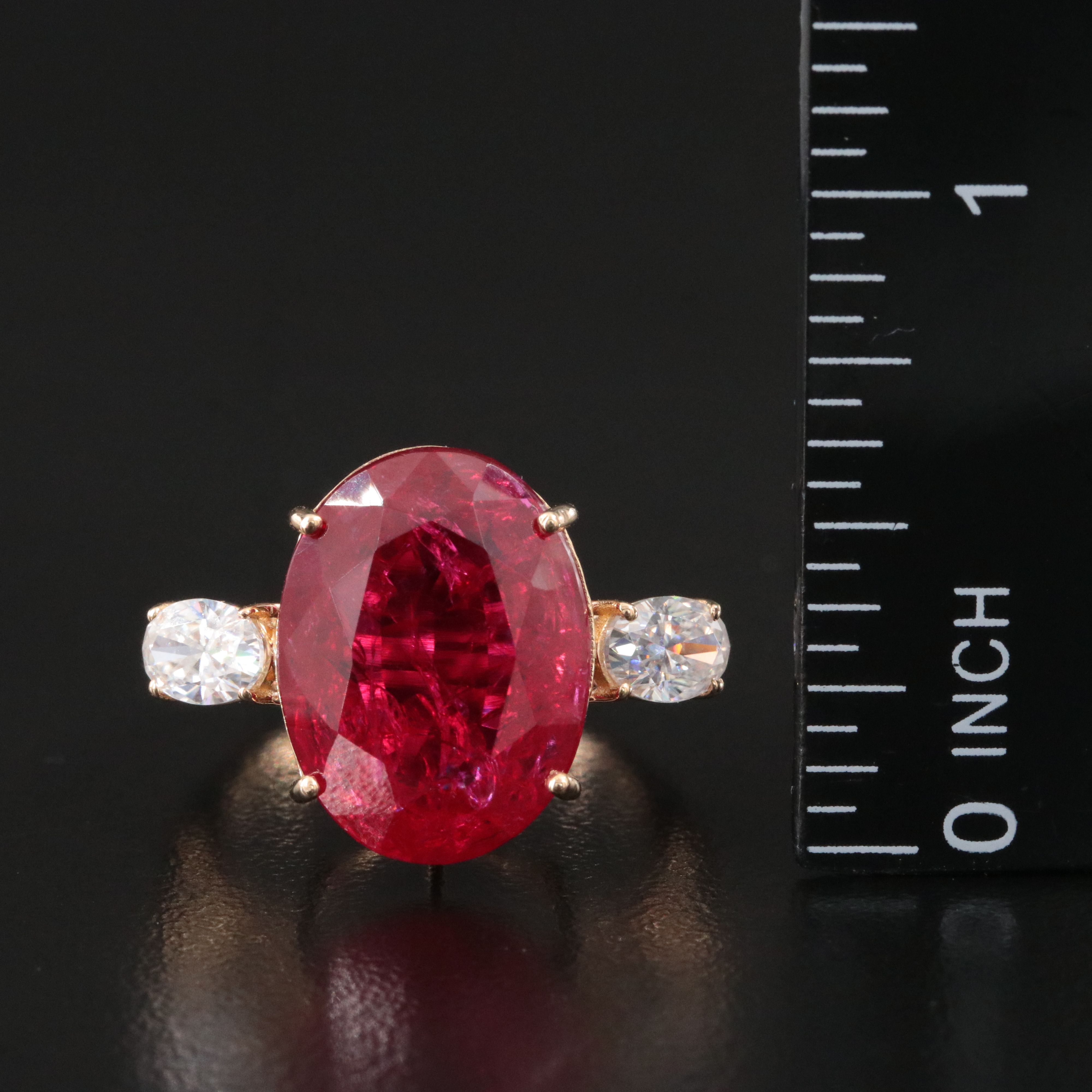 14K 10.44 CT Ruby and Moissanite Ring