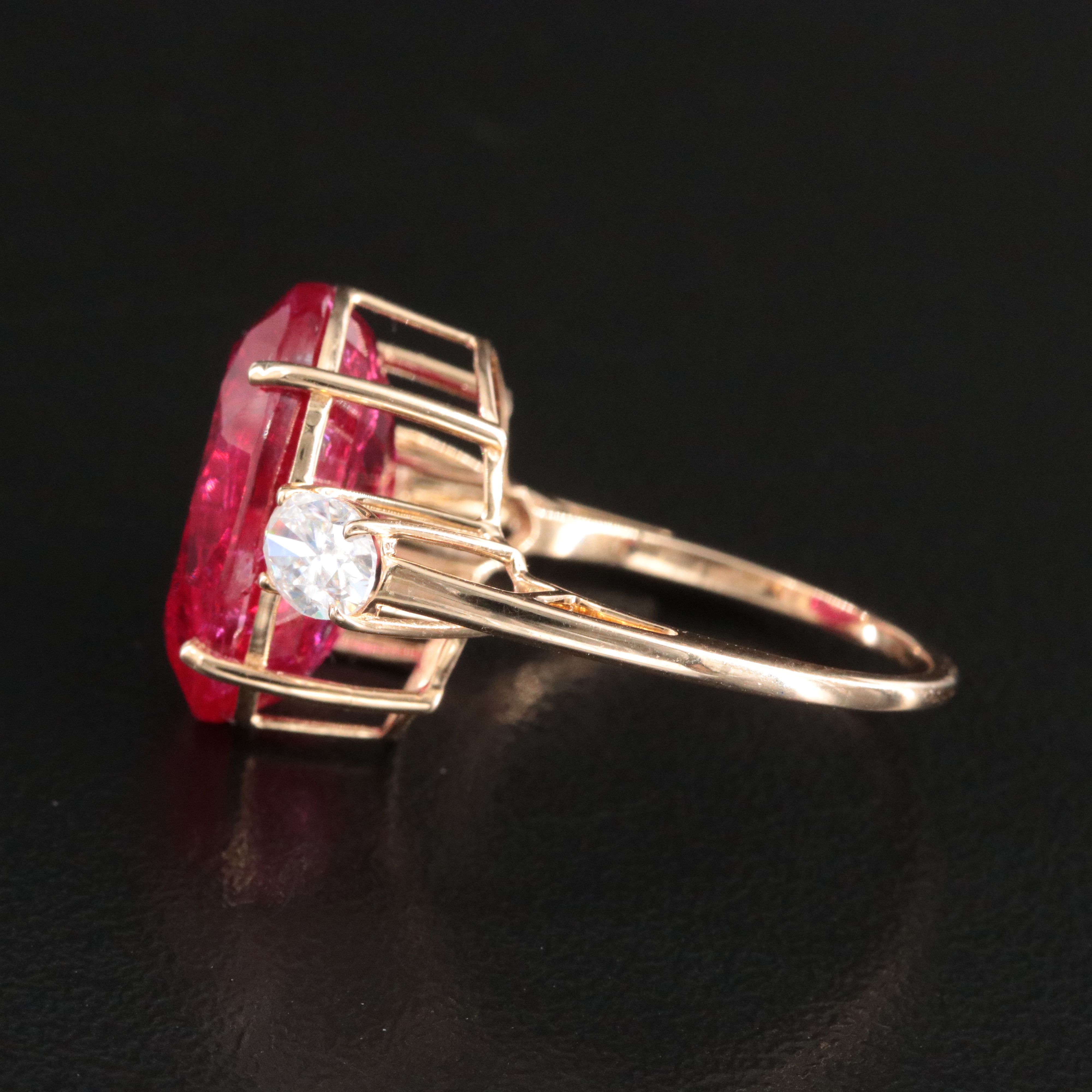 14K 10.44 CT Ruby and Moissanite Ring