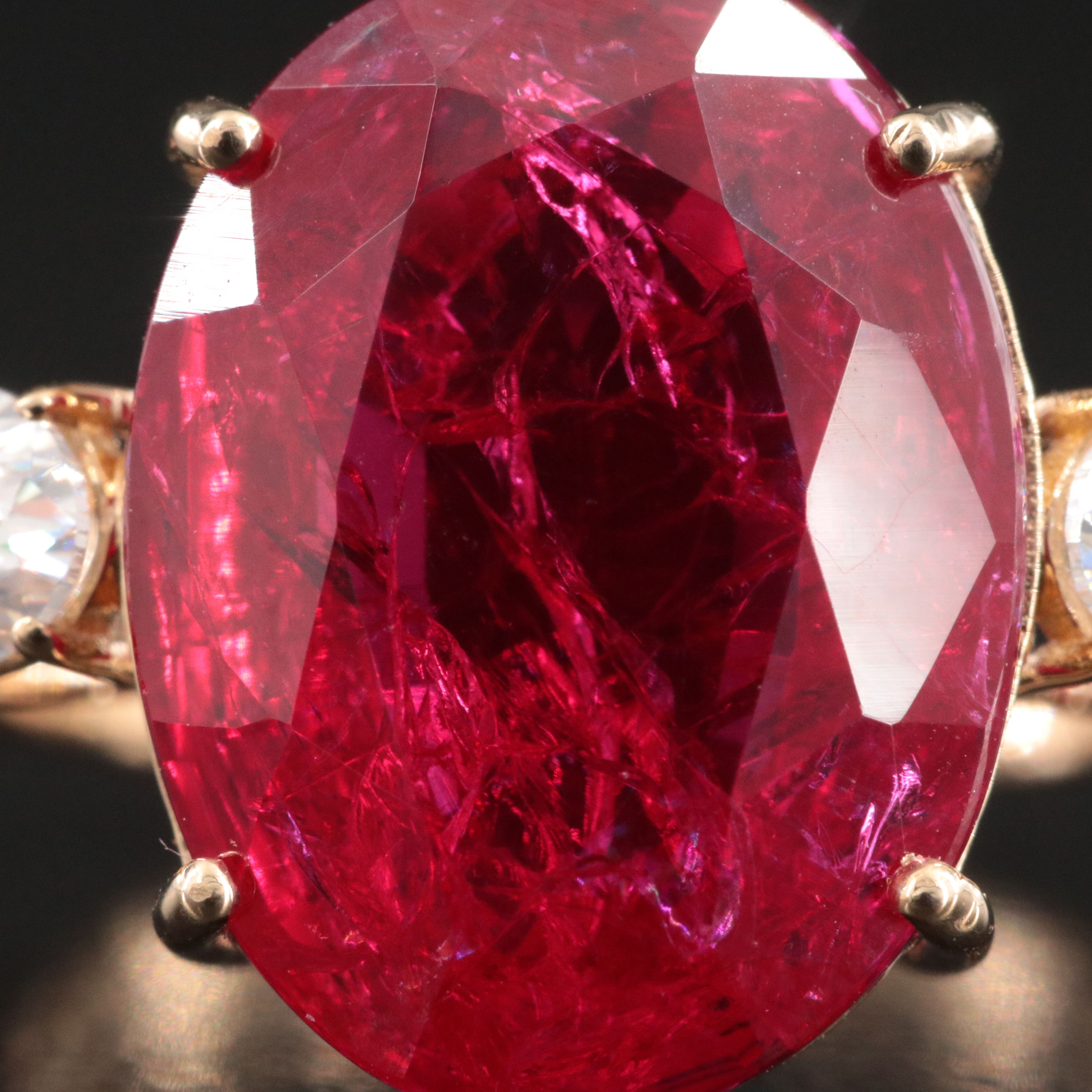 14K 10.44 CT Ruby and Moissanite Ring