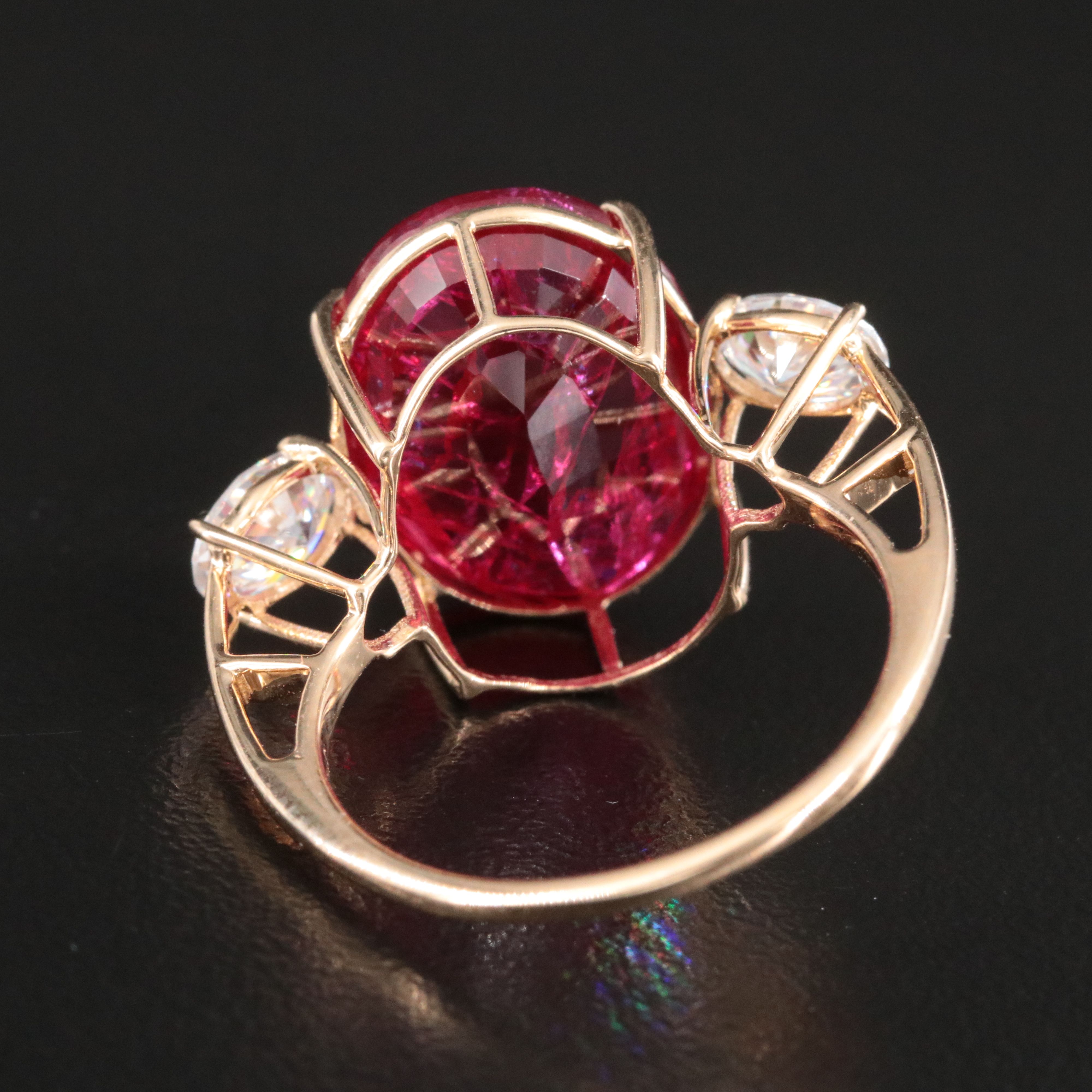 14K 10.44 CT Ruby and Moissanite Ring