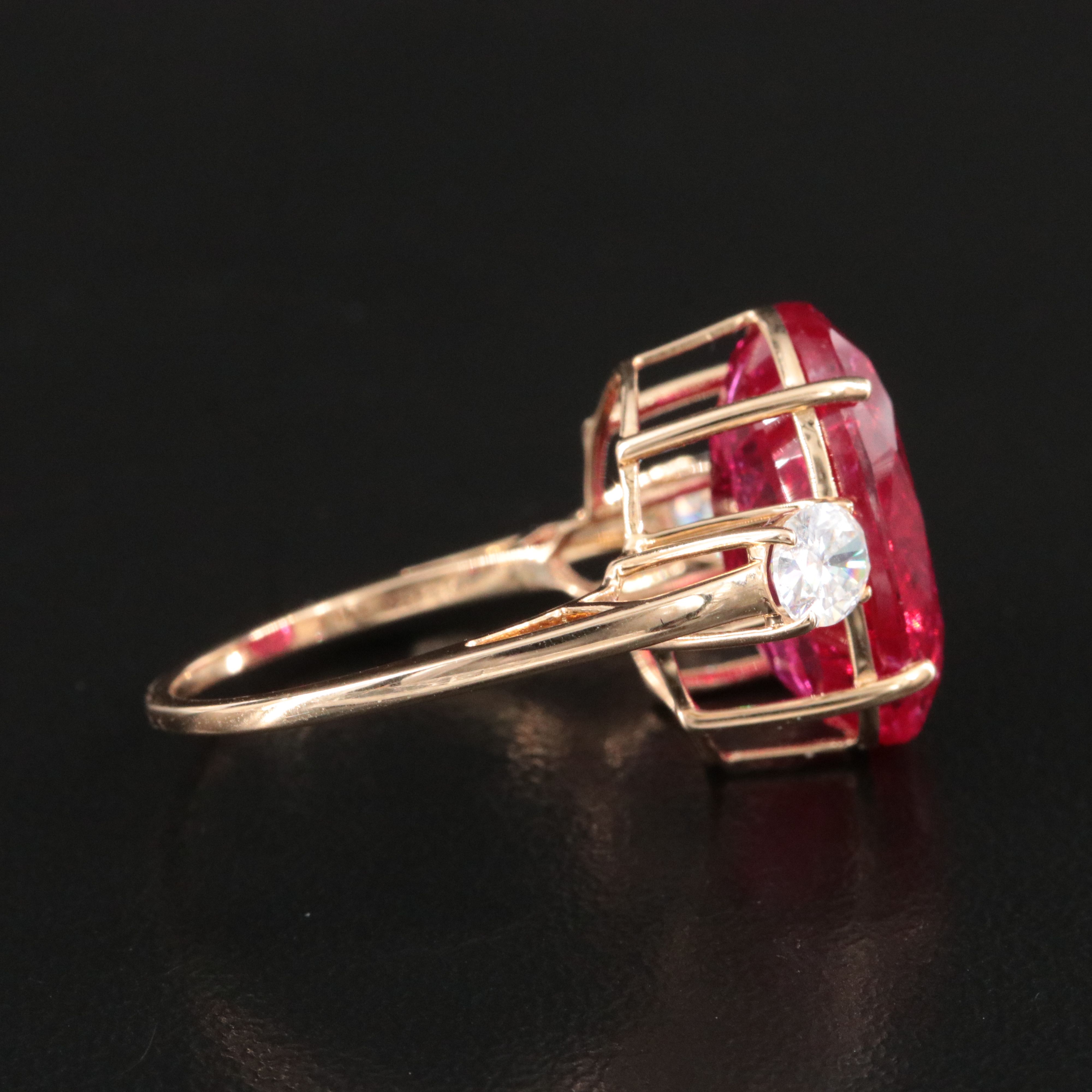 14K 10.44 CT Ruby and Moissanite Ring