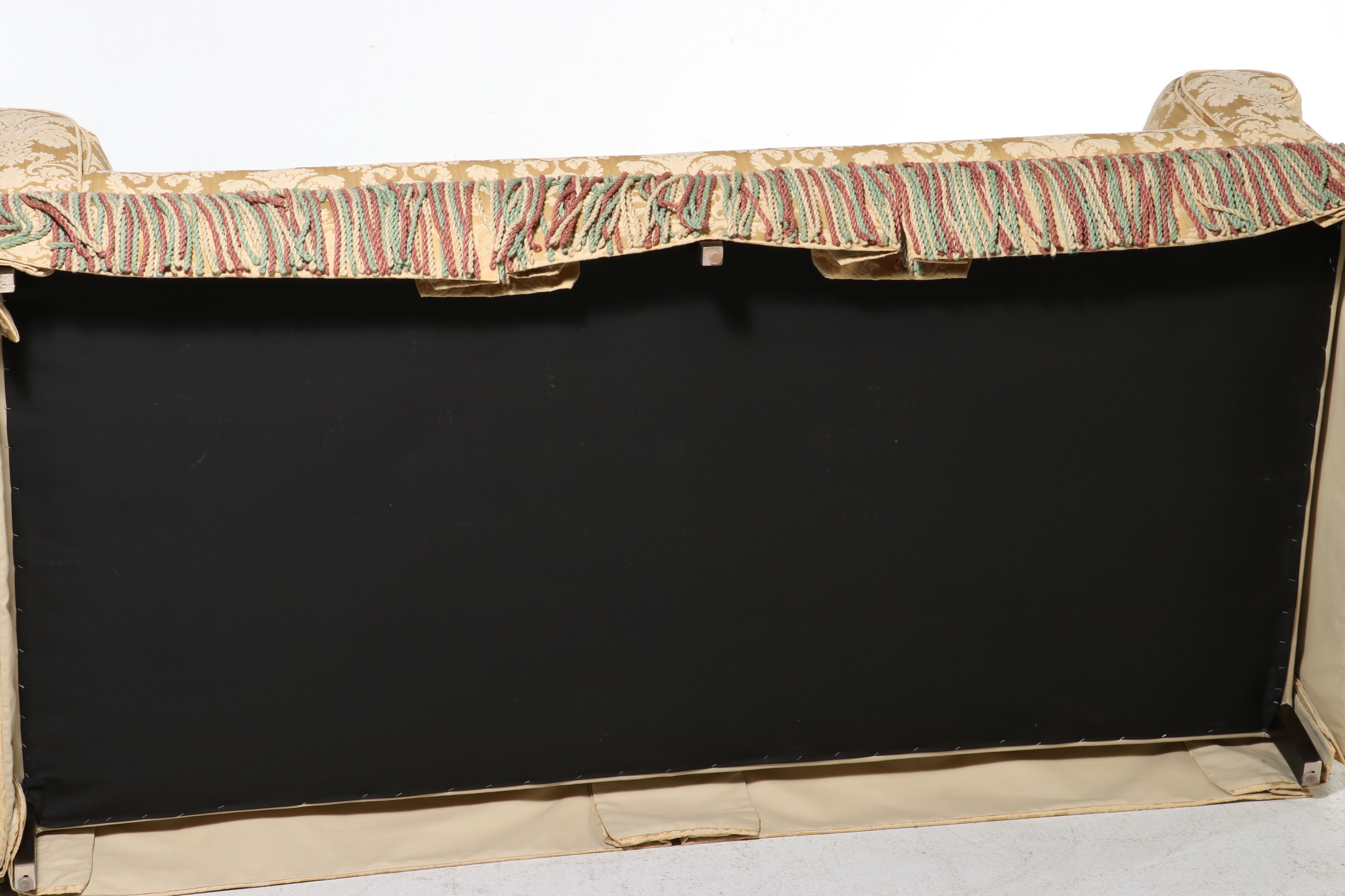 Century Furniture Traditional Damask Three-Seat Sofa with Bullion Fringe, 21st C