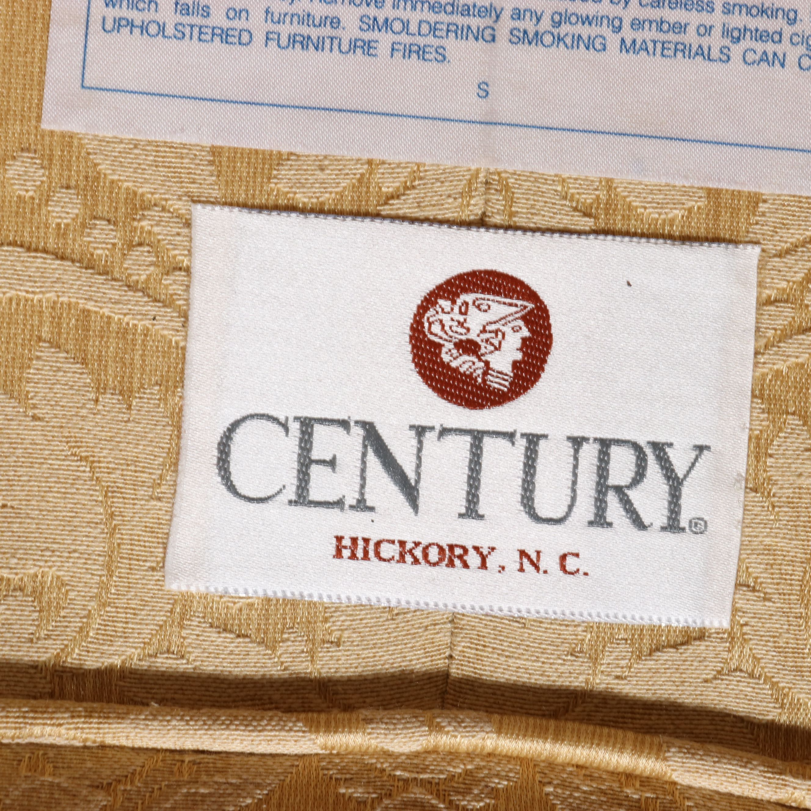 Century Furniture Traditional Damask Three-Seat Sofa with Bullion Fringe, 21st C