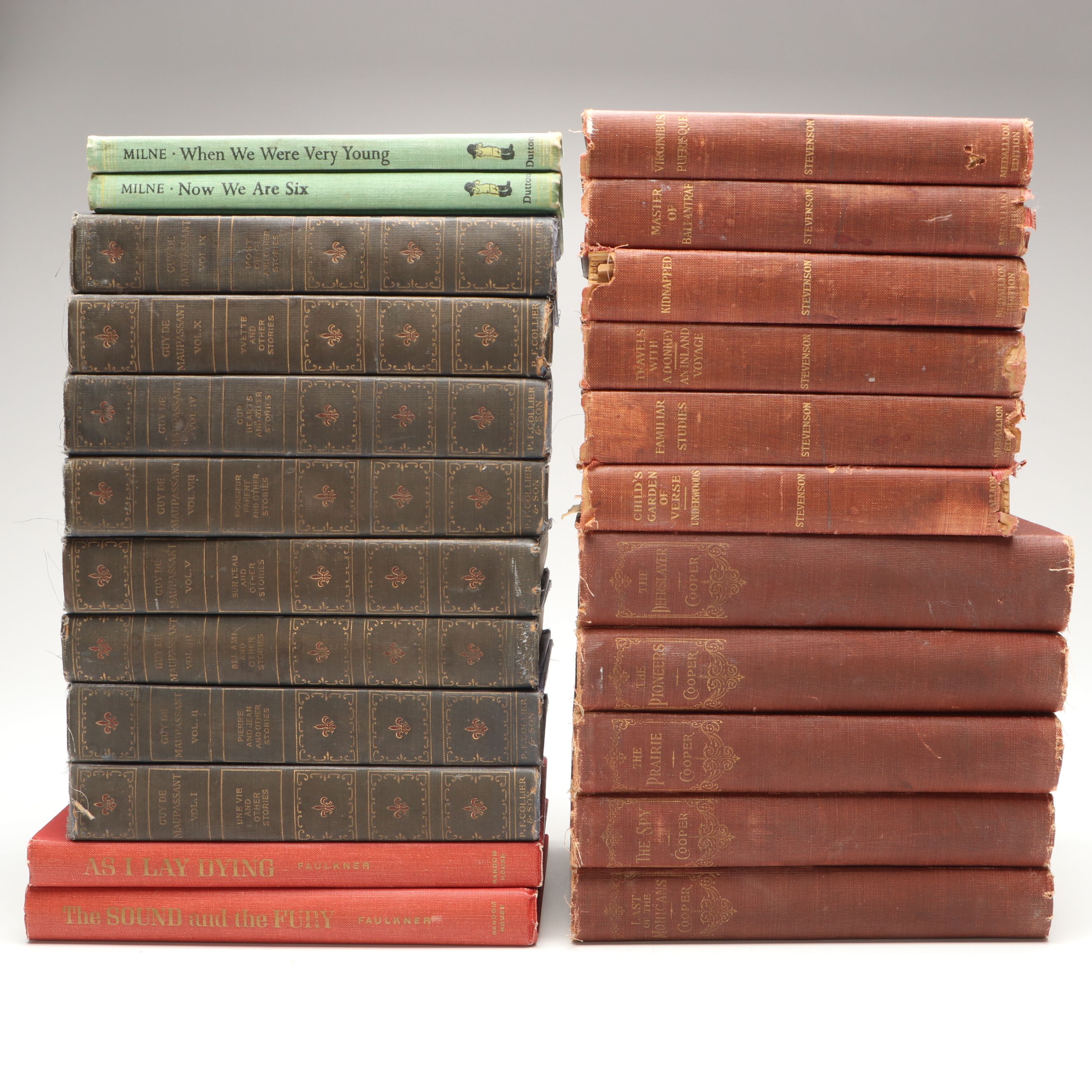 Works of Guy de Maupassant, William Faulkner & More Books, Early to Mid-20th C.