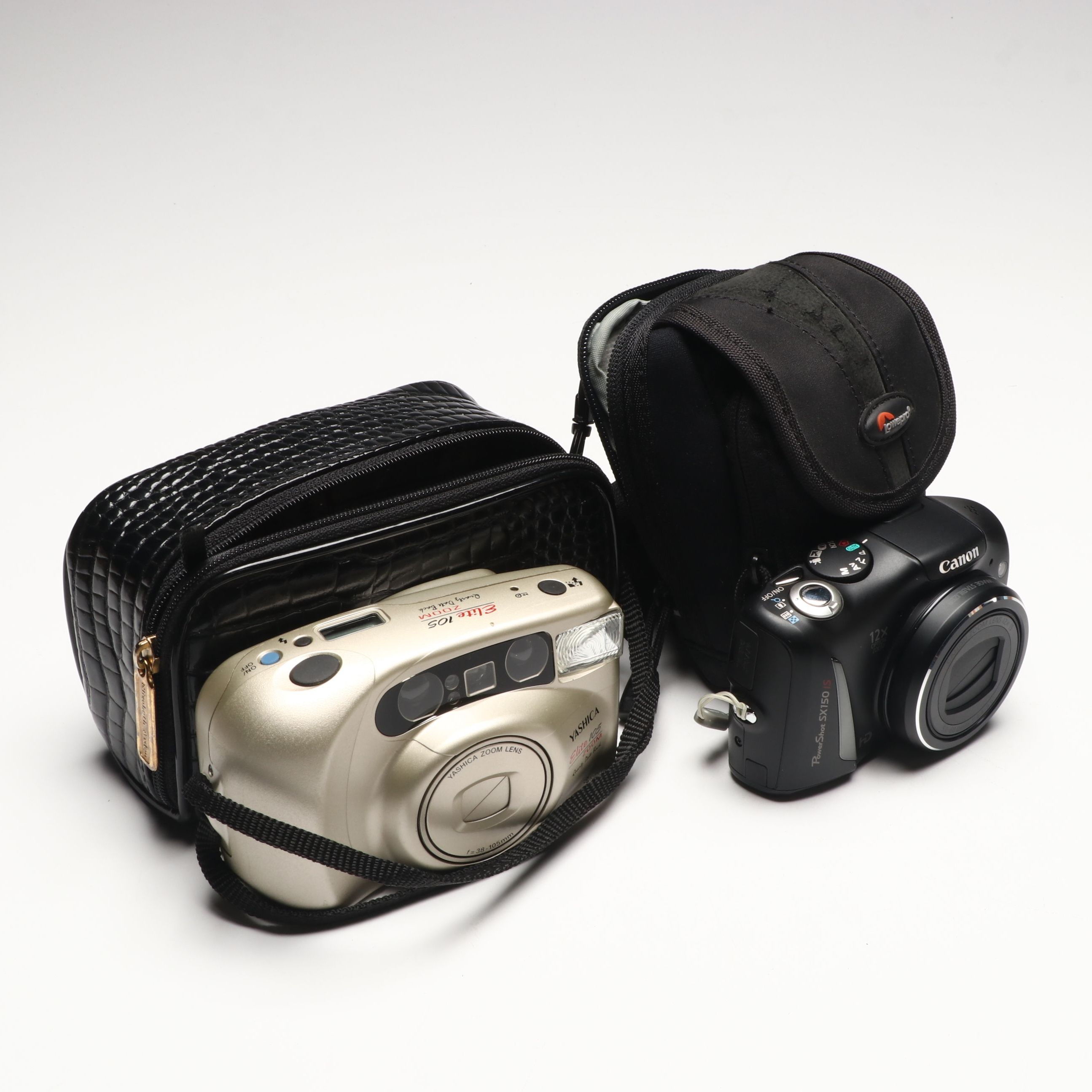 Canon PowerShot SX150 Digital and Yashica Elite 105 35mm Cameras