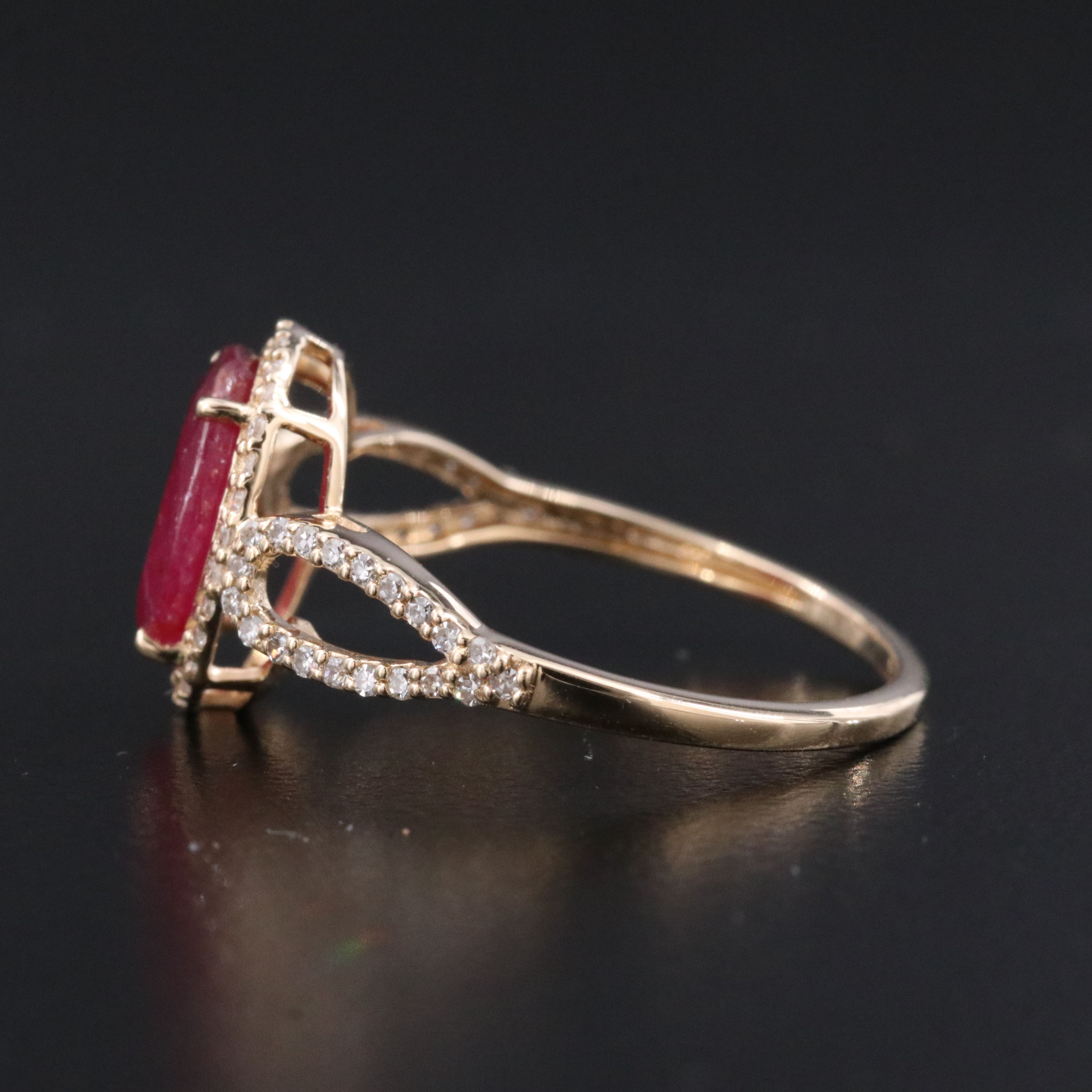 14K 1.35 CT Ruby and Diamond Halo Ring