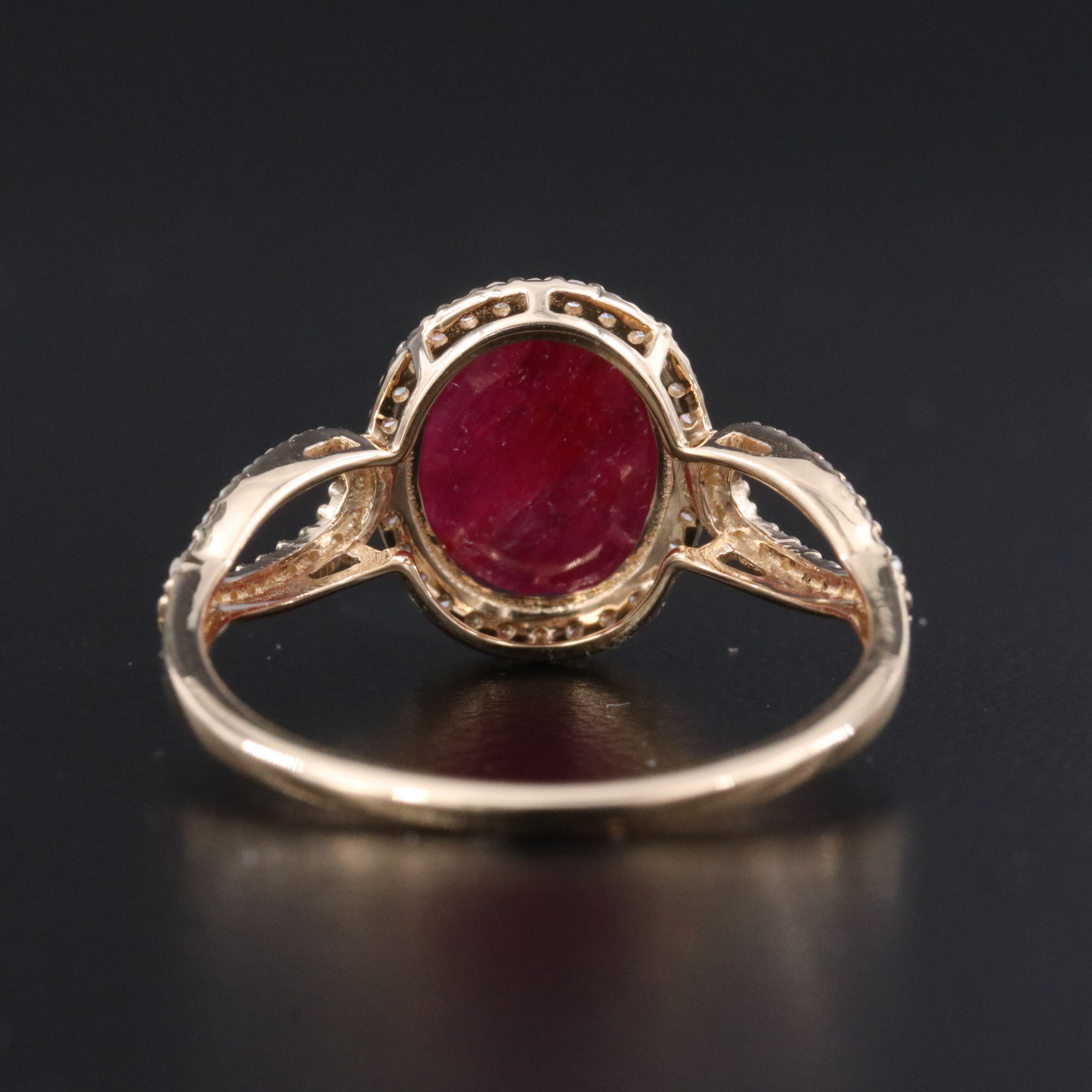 14K 1.35 CT Ruby and Diamond Halo Ring