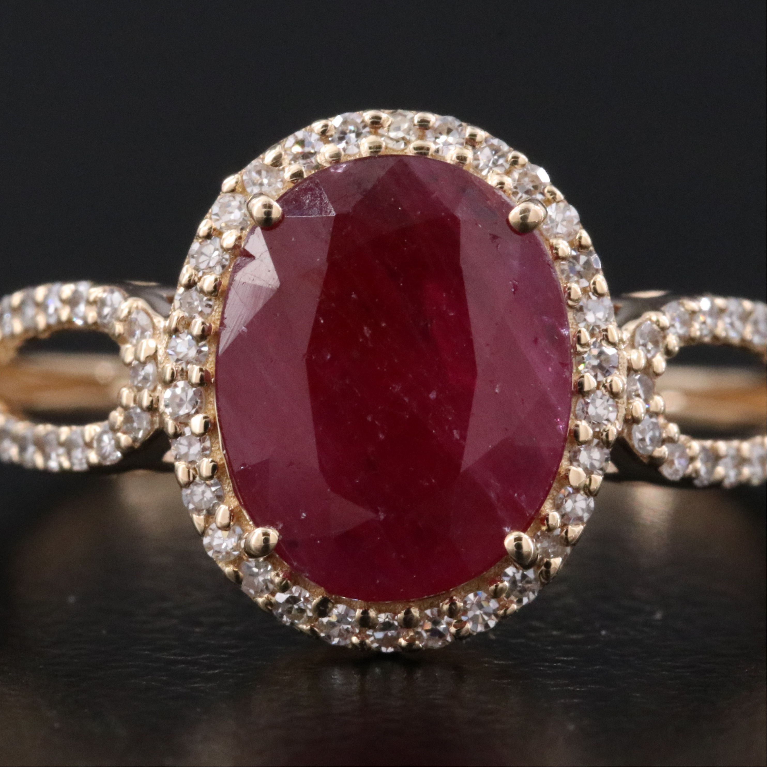 14K 1.35 CT Ruby and Diamond Halo Ring
