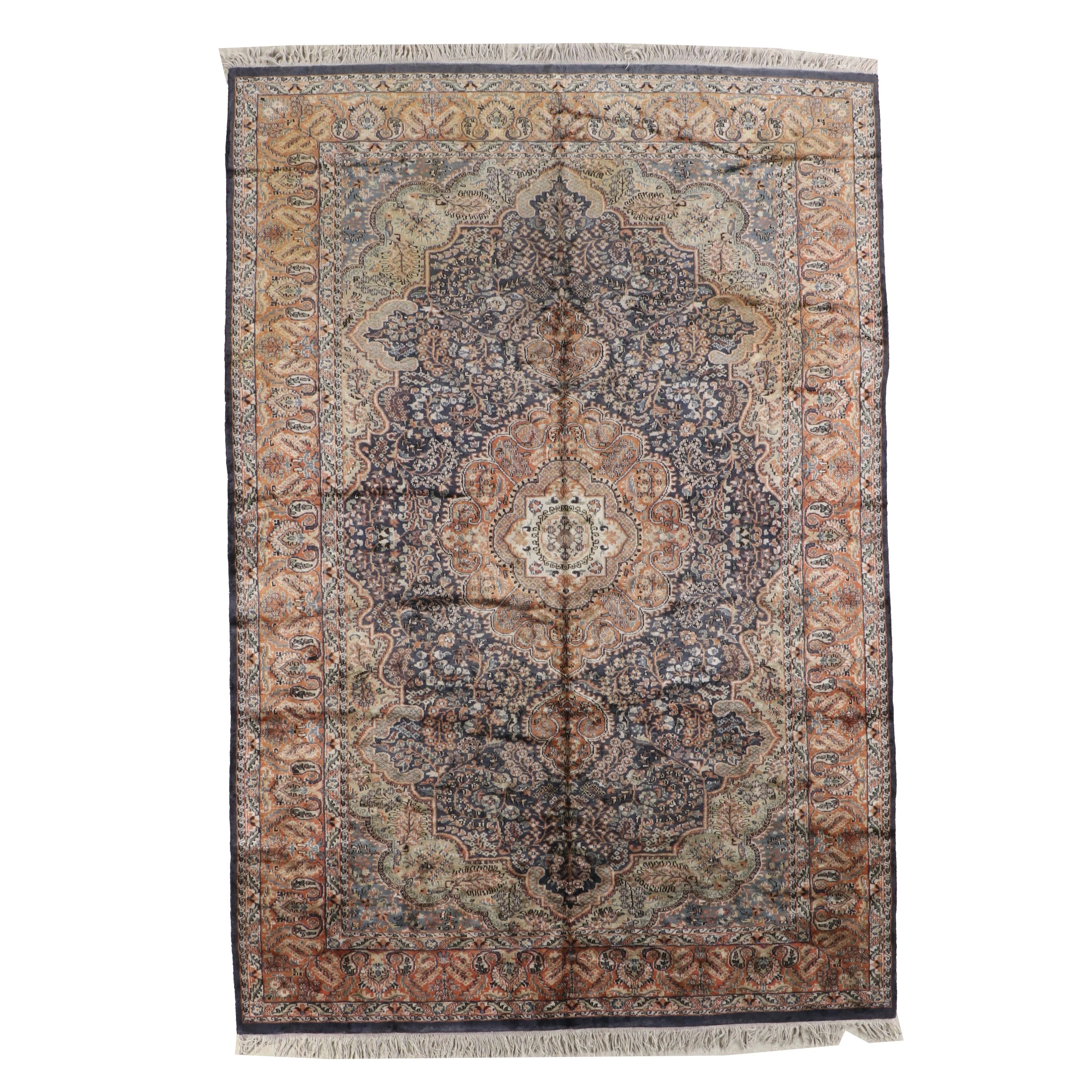 6' x 9'2 Hand-Knotted Indo-Persian Kirman Style Area Rug