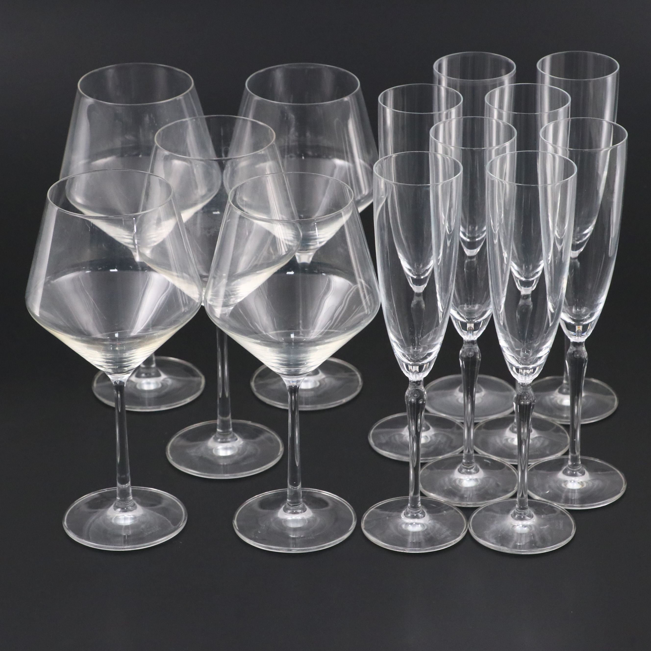 Schott Zwiesel "Pure" Burgundy Wine Glasses with Champagne Flutes