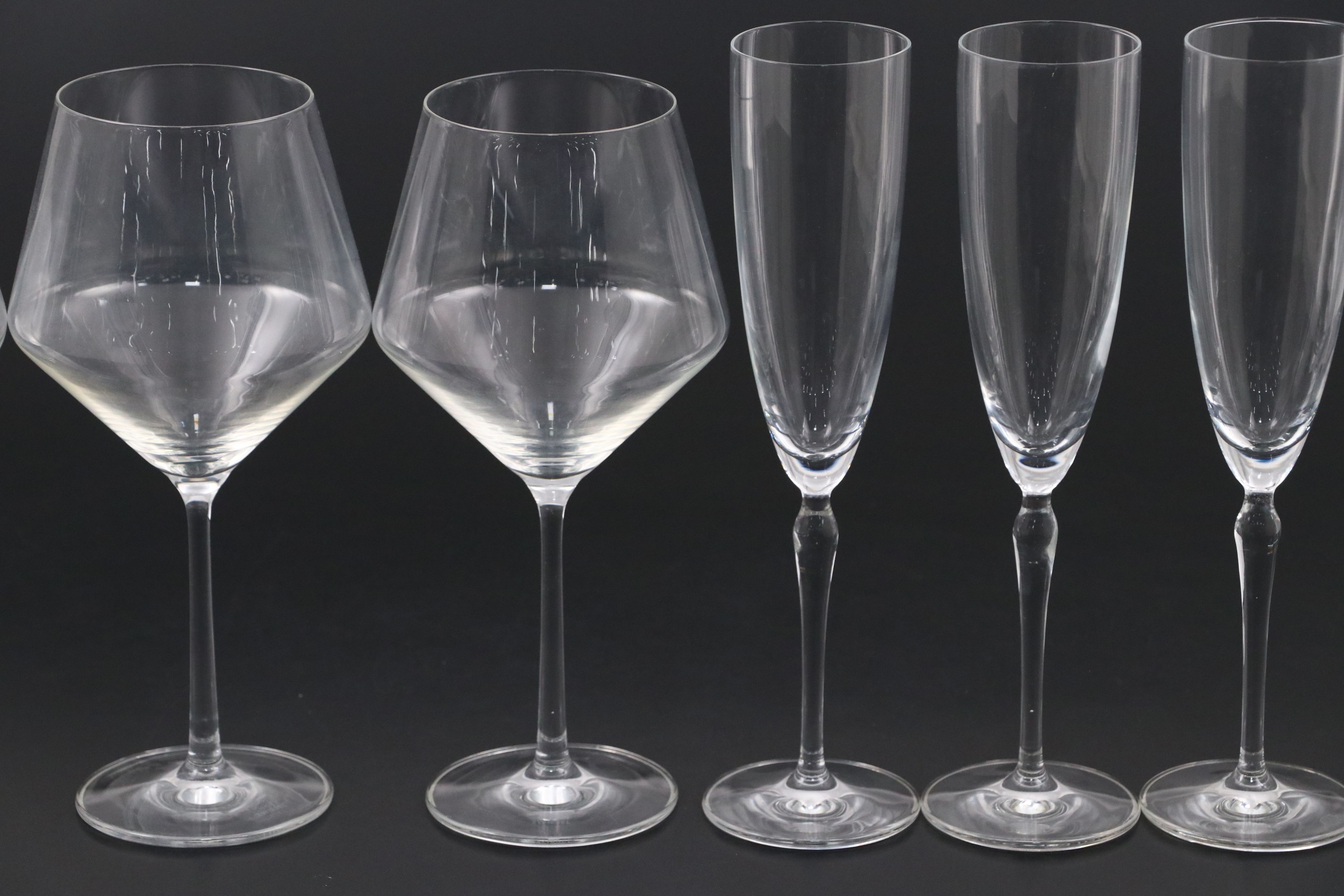Schott Zwiesel "Pure" Burgundy Wine Glasses with Champagne Flutes