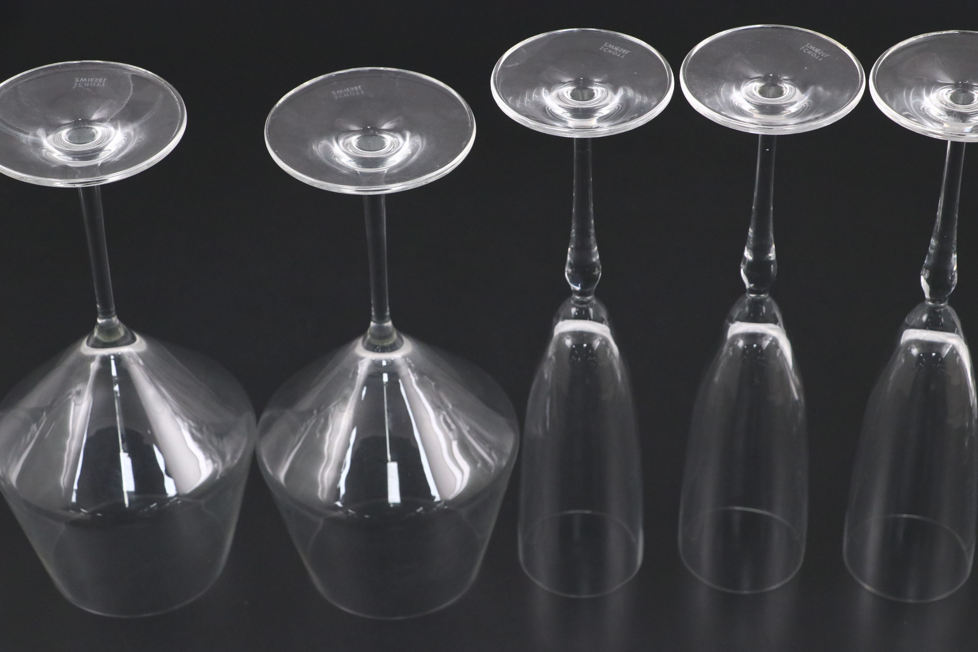 Schott Zwiesel "Pure" Burgundy Wine Glasses with Champagne Flutes