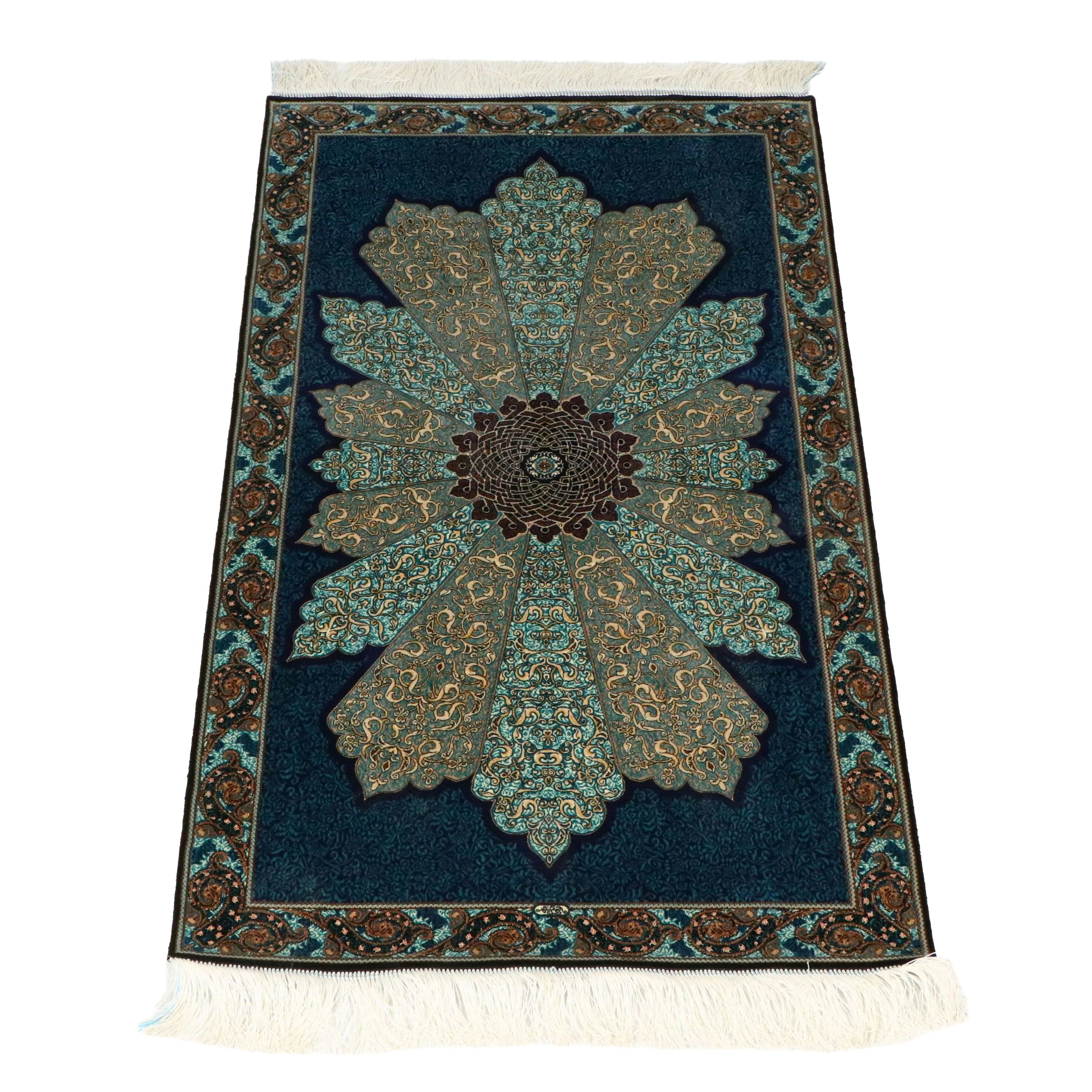 2'8 x 5'2 Machine Made Turkish Qom Style Silk Accent Rug