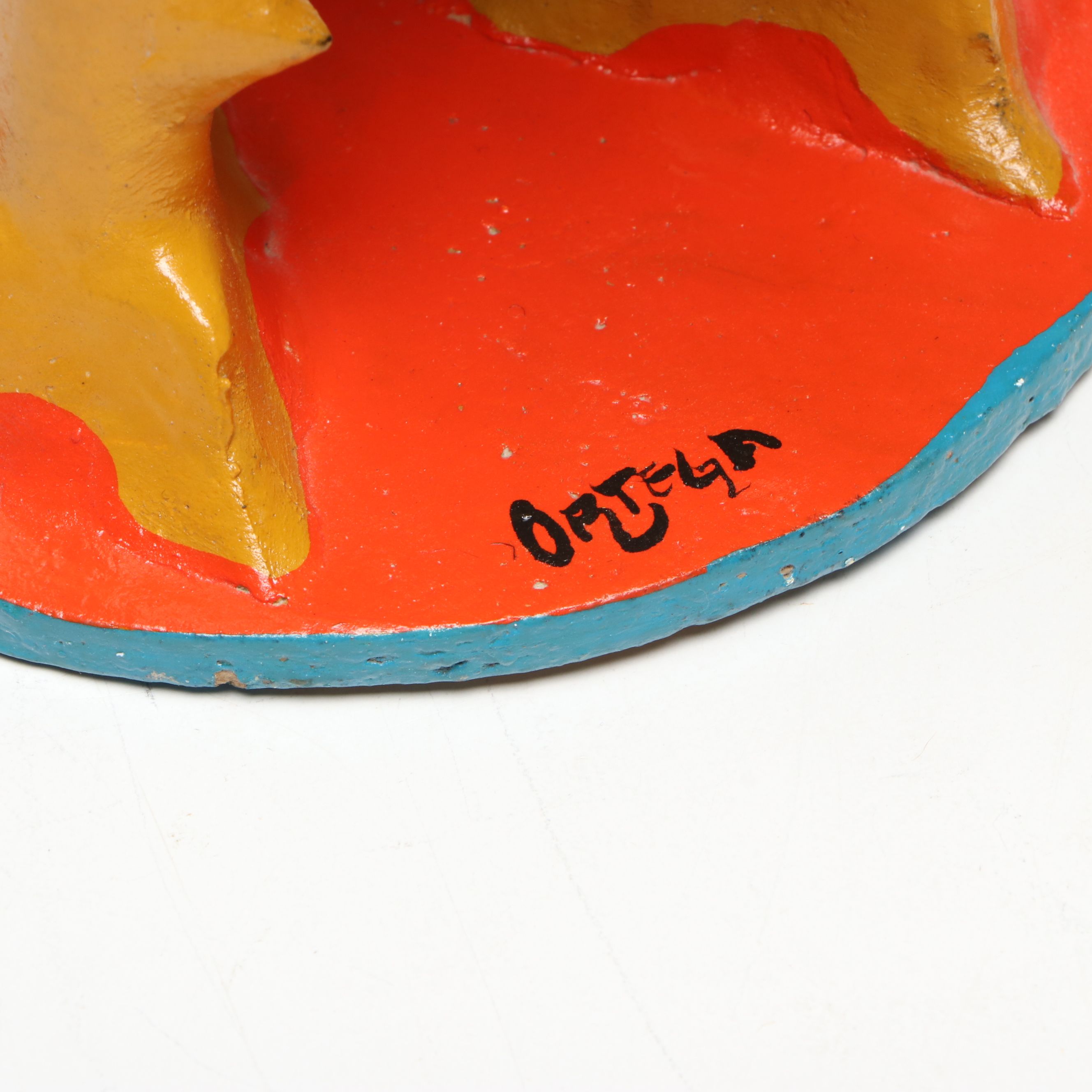 Gerardo Ortega Mexican Folk Art Rooster with Ceramic Planter and Vase