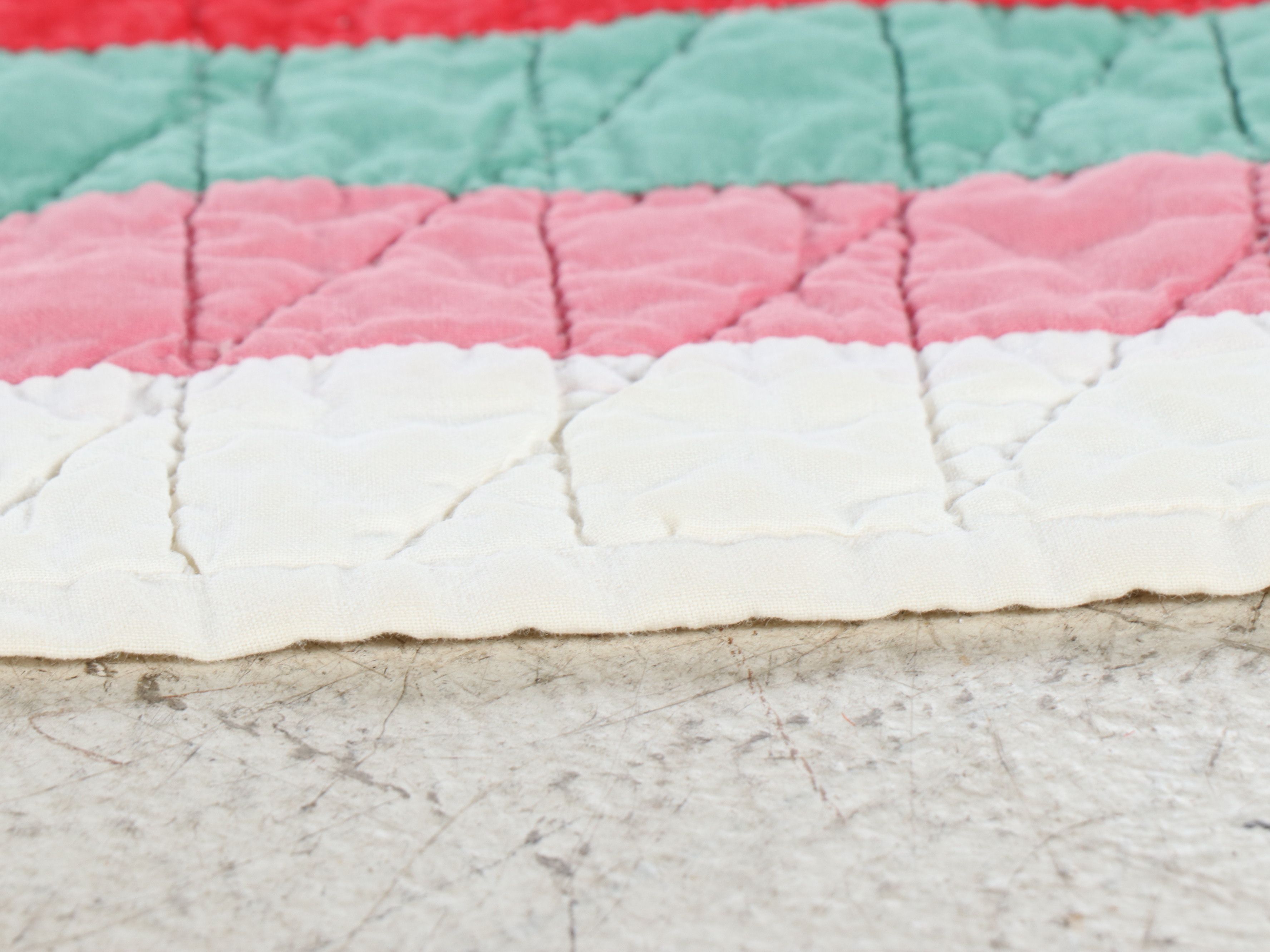 Hand-Pieced "Broken Lone Star" Multicolor Cotton Quilt, 20th Century