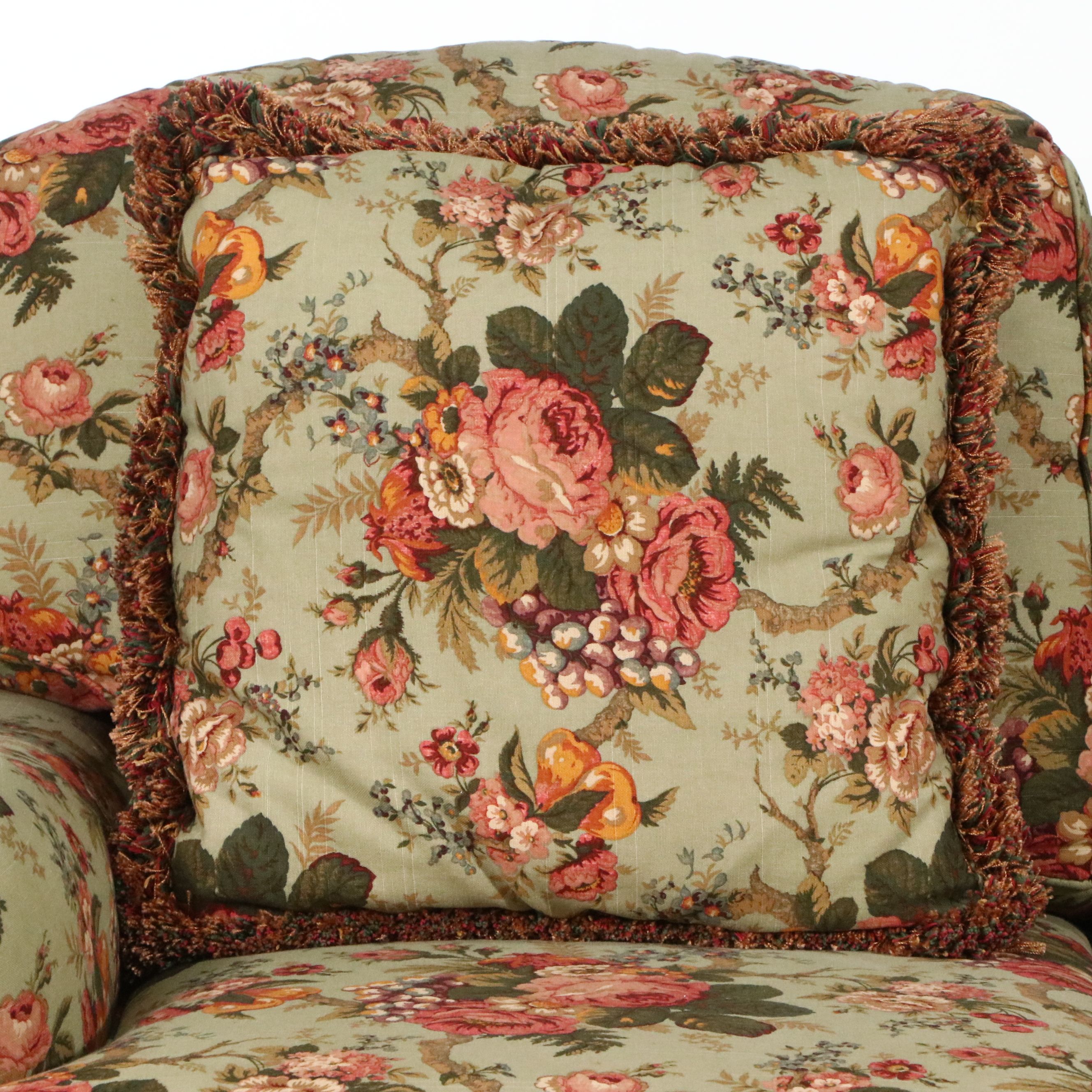 Sherrill Furniture Traditional Floral Chintz Pattern Upholstered Sofa