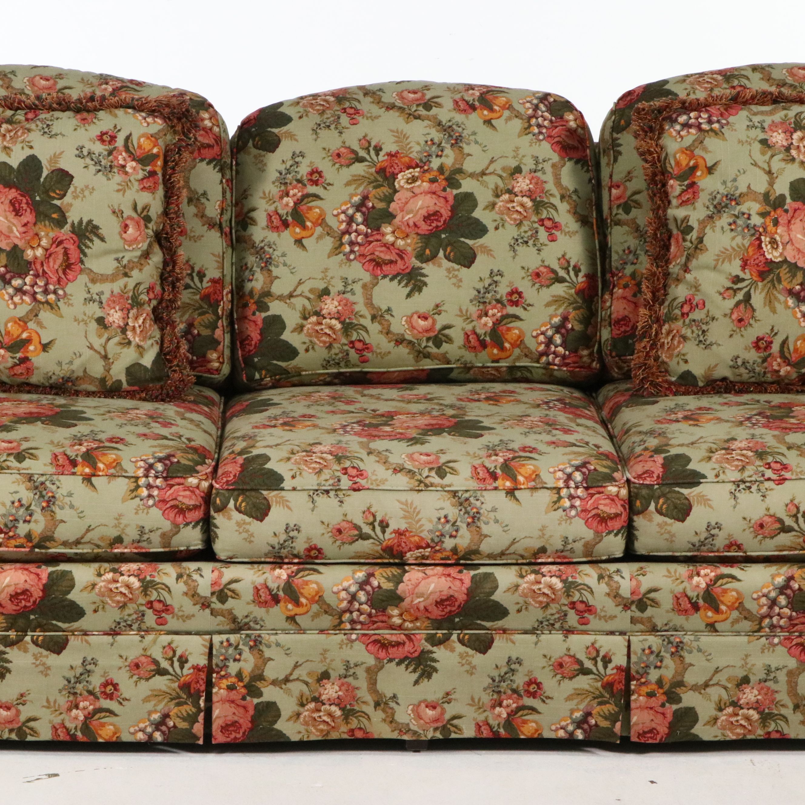 Sherrill Furniture Traditional Floral Chintz Pattern Upholstered Sofa