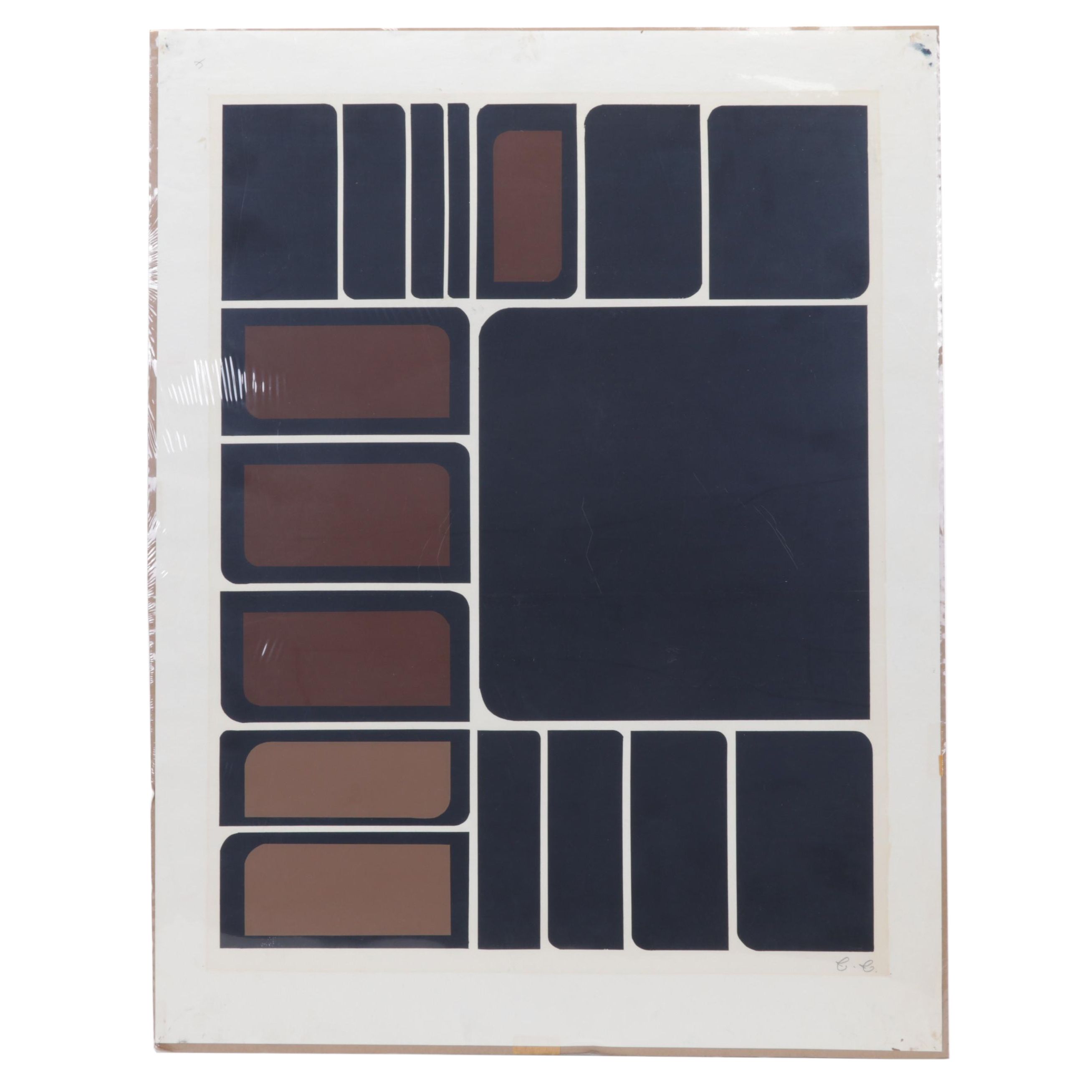 Abstract Monochromatic Geometric Serigraph, Circa 1980