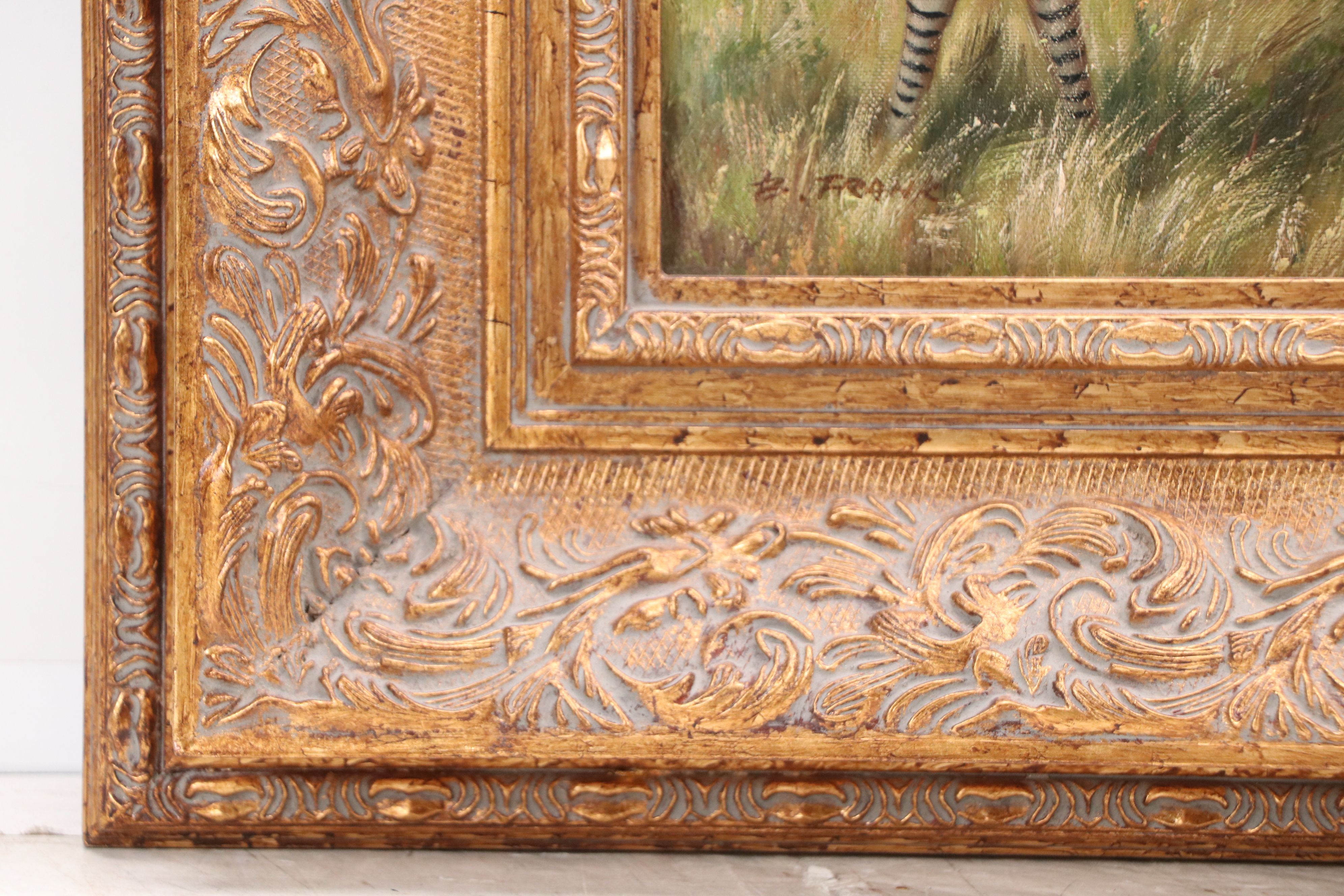 Wildlife Oil Portraits of Elephant and Zebras, Late 20th Century