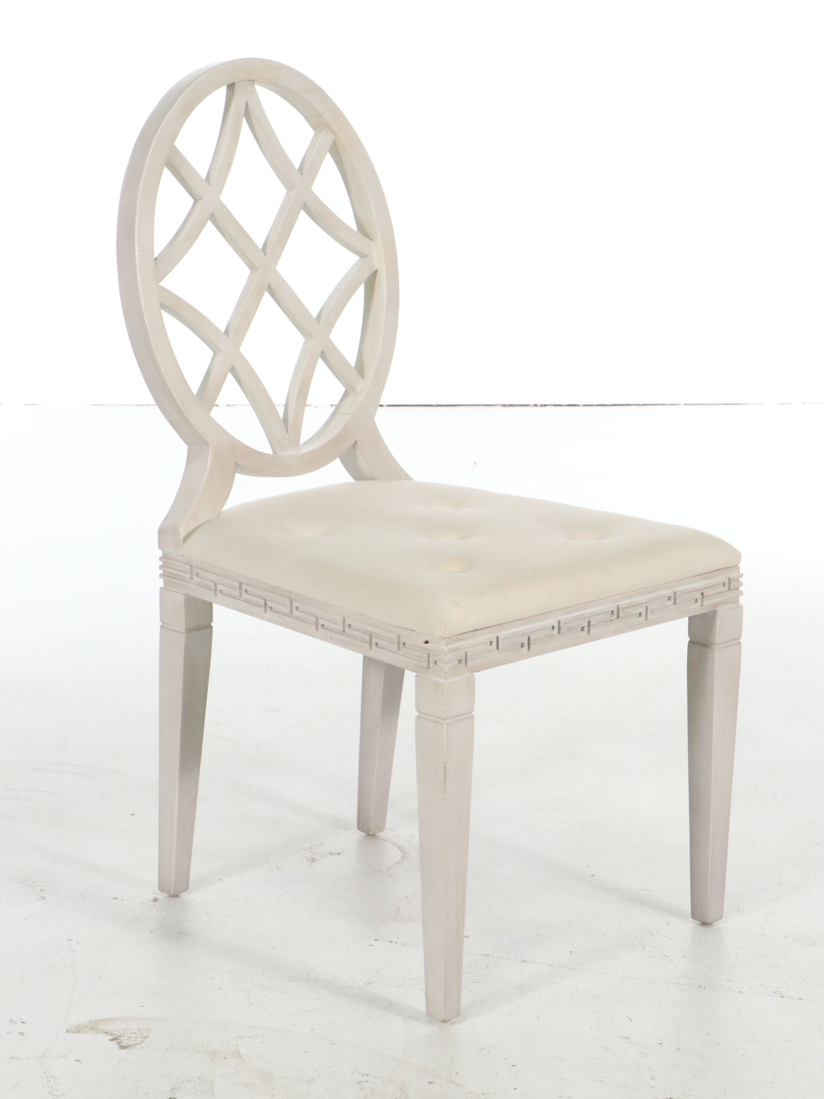 Pair of Miles Redd for Ballard Designs "Greek Key" Oval-Back Side Chairs