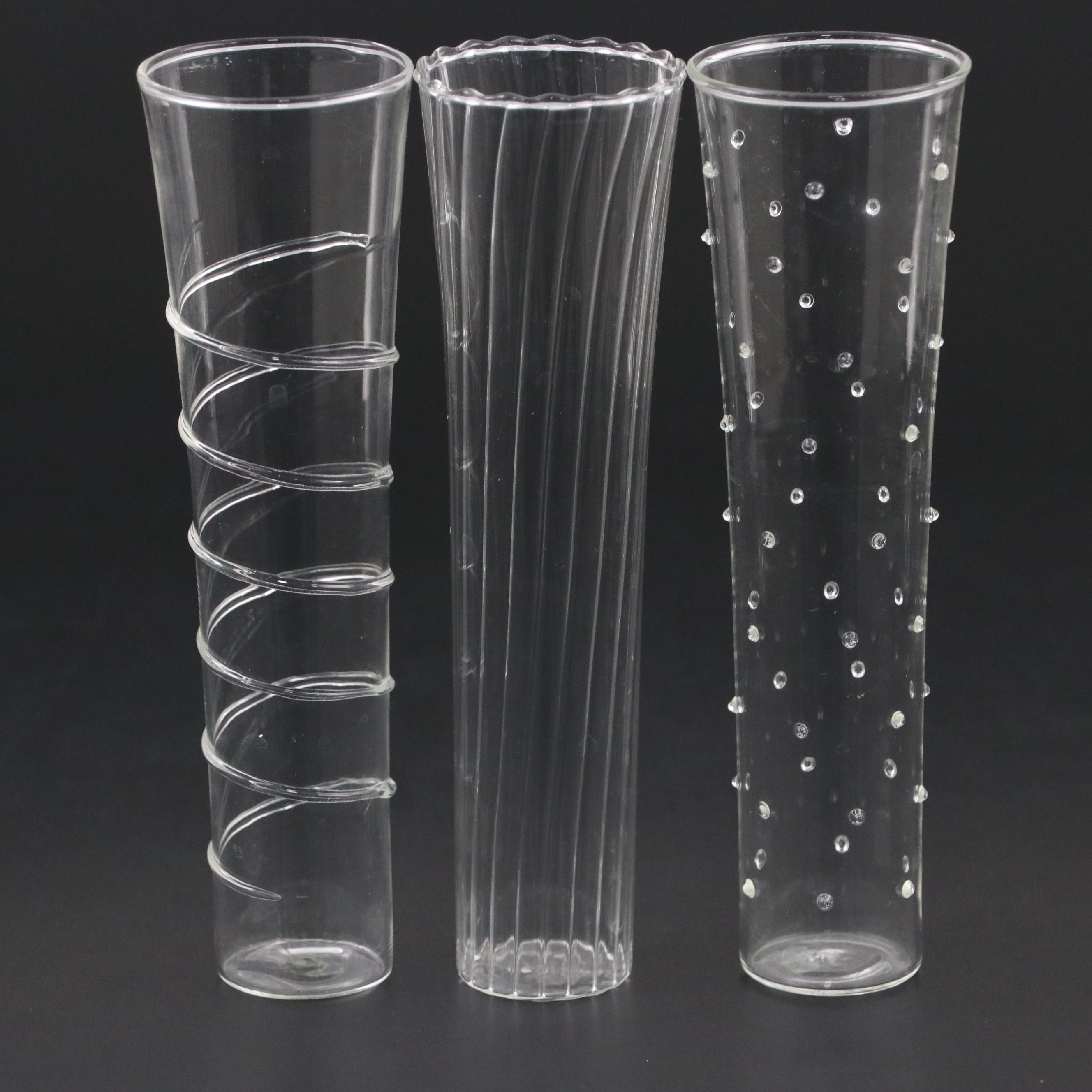 Mikasa "Cheers" Wine Glasses with Textured Glass Bud Vases