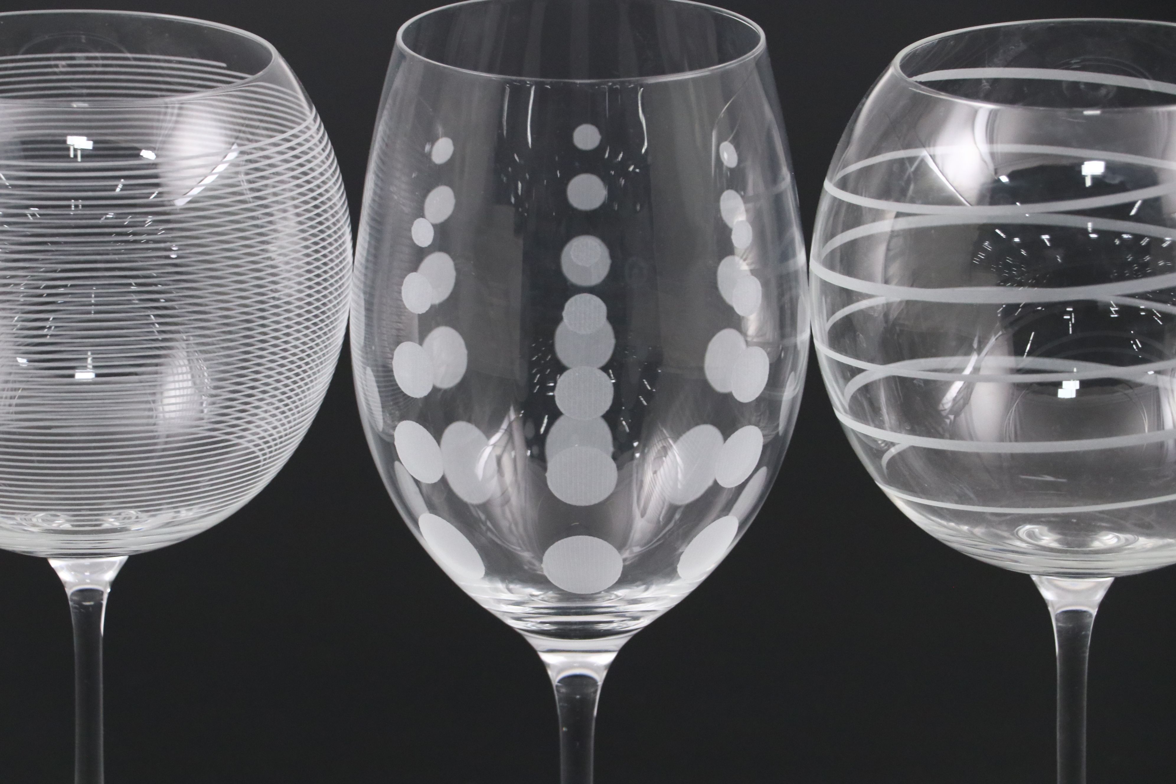 Mikasa "Cheers" Wine Glasses with Textured Glass Bud Vases