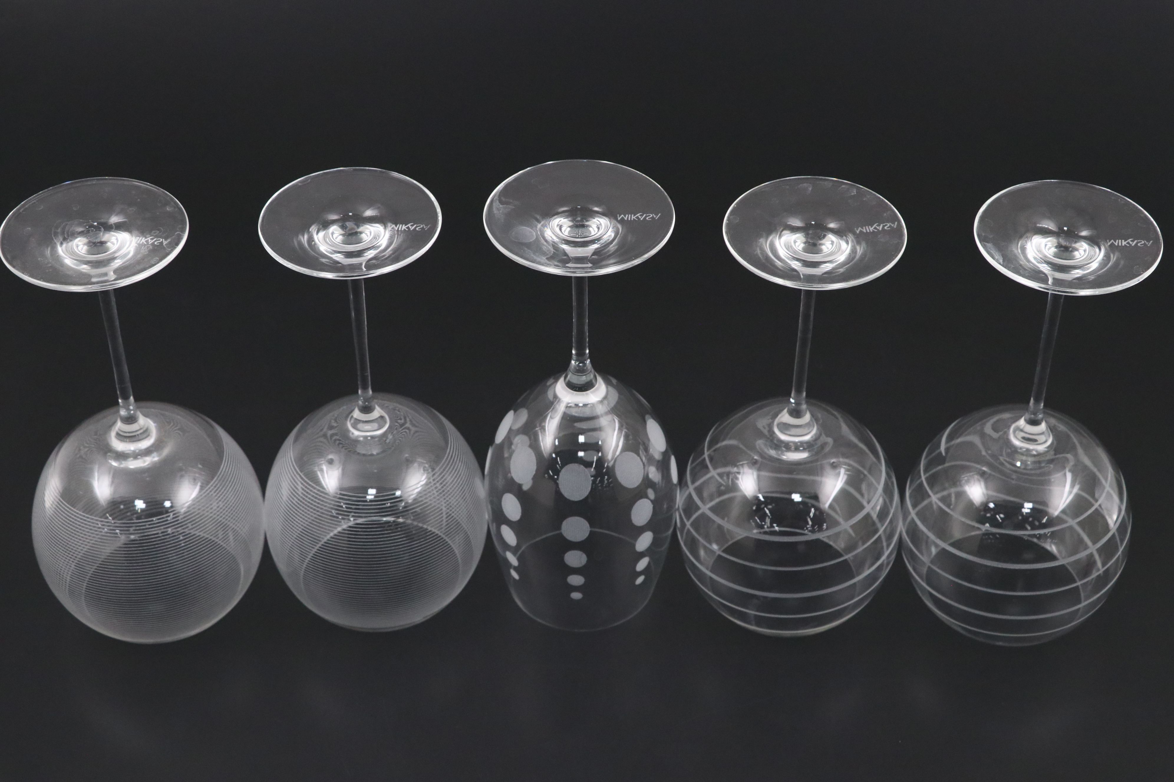 Mikasa "Cheers" Wine Glasses with Textured Glass Bud Vases