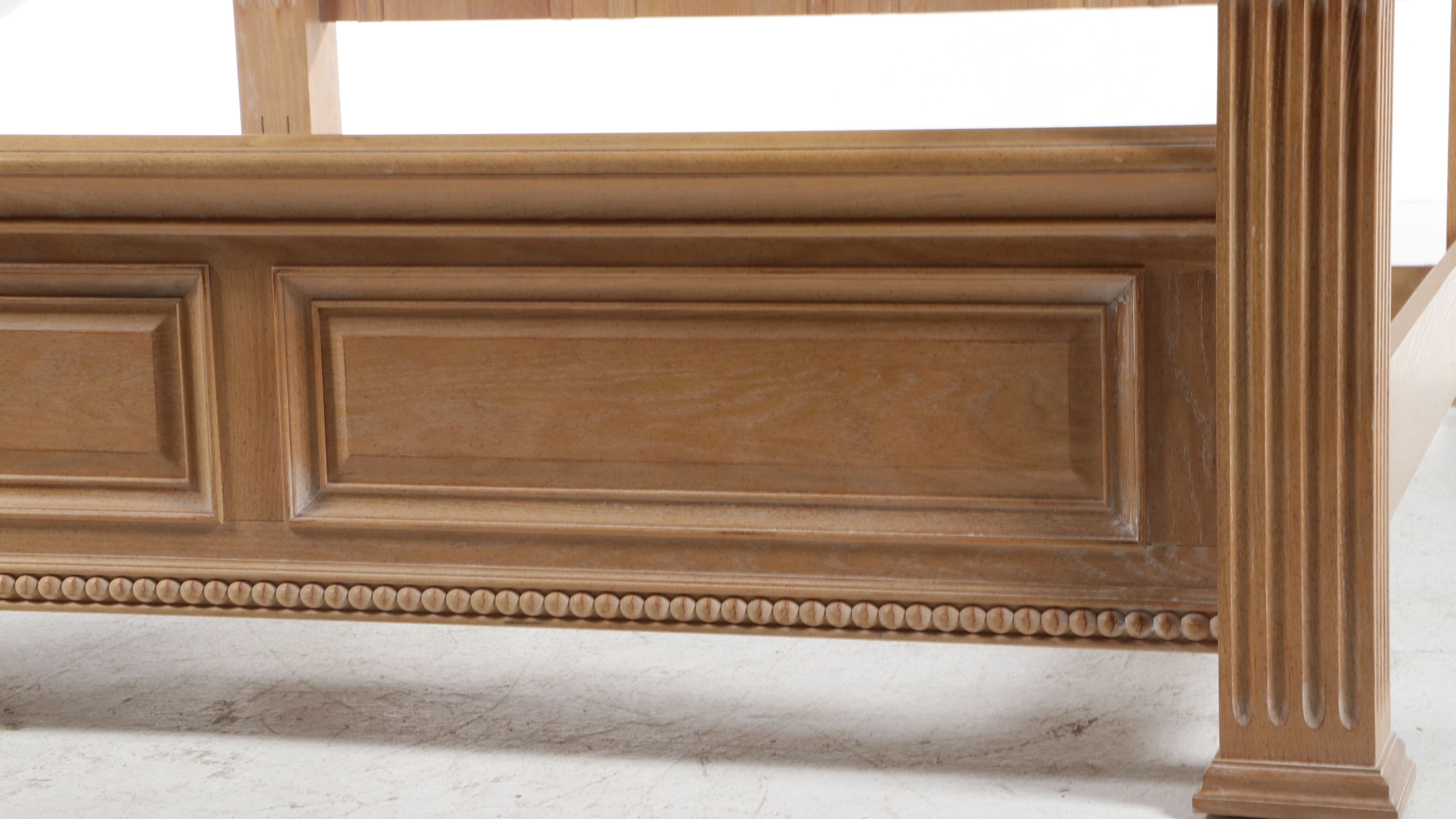 Contemporary Oak Neoclassical Style Four-Poster Bed, Late 20th/21st Century