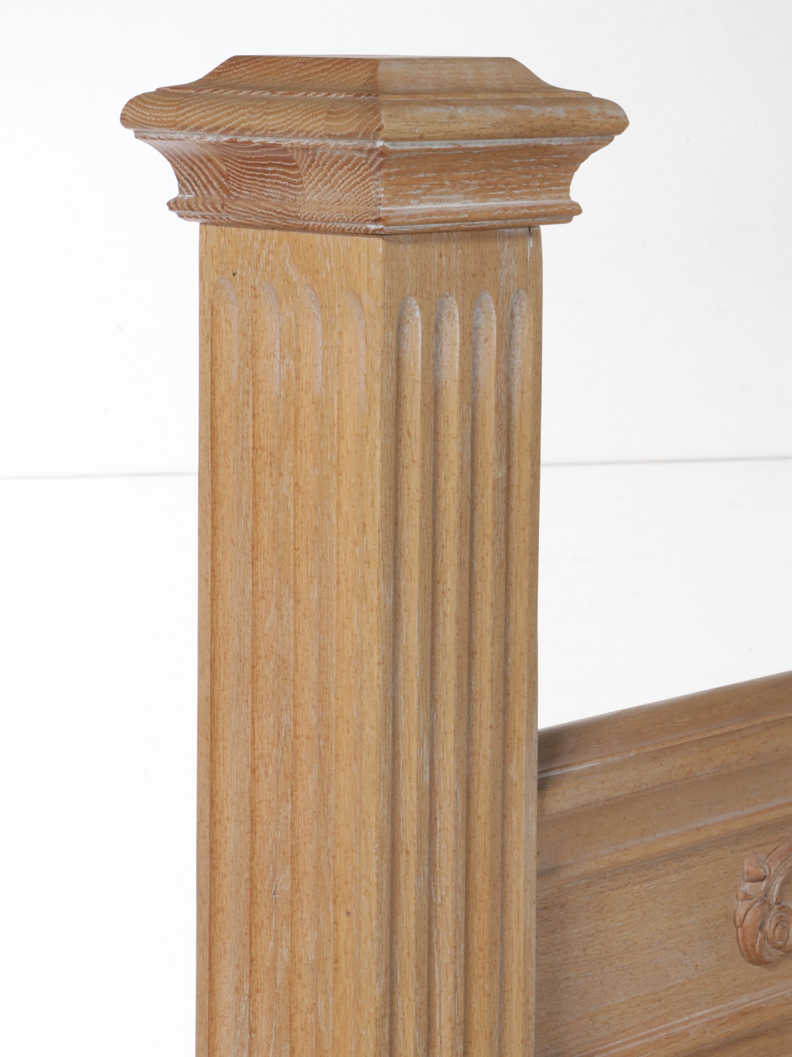 Contemporary Oak Neoclassical Style Four-Poster Bed, Late 20th/21st Century