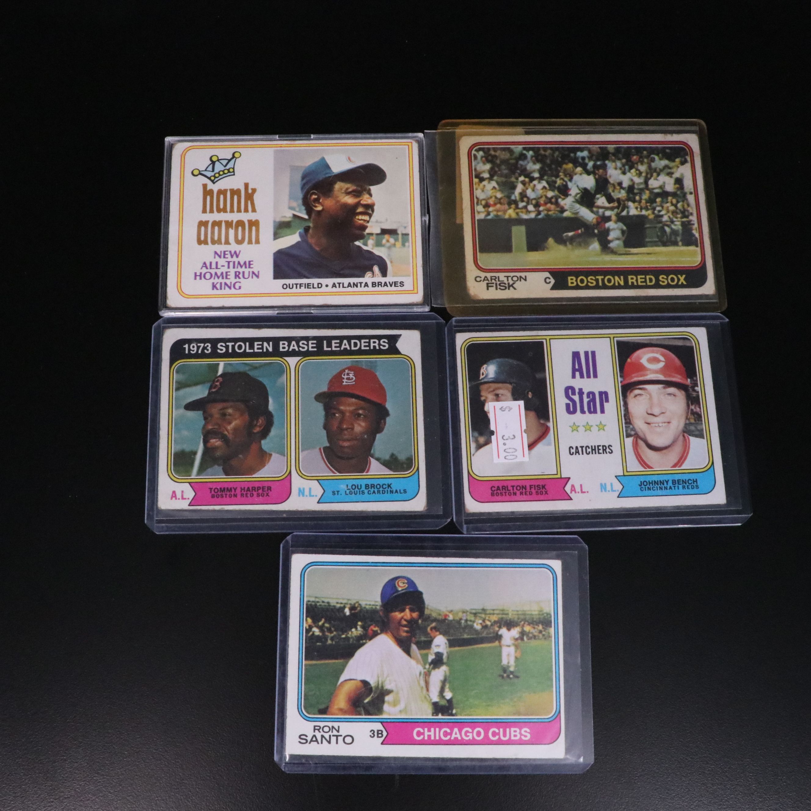 1974 Topps Baseball Cards Featuring Hank Aaron, Ron Santo, and More