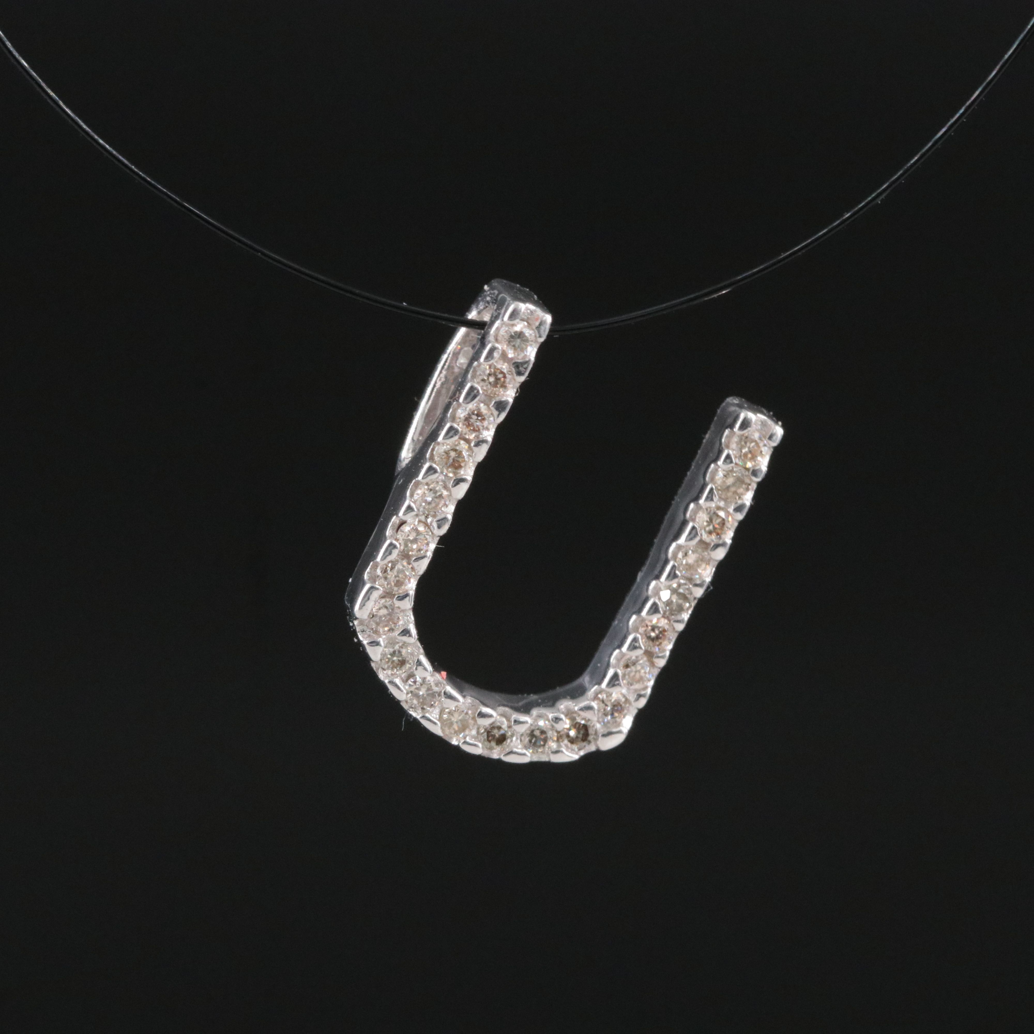 14K 0.11 CTW Diamond Inital U Pendant