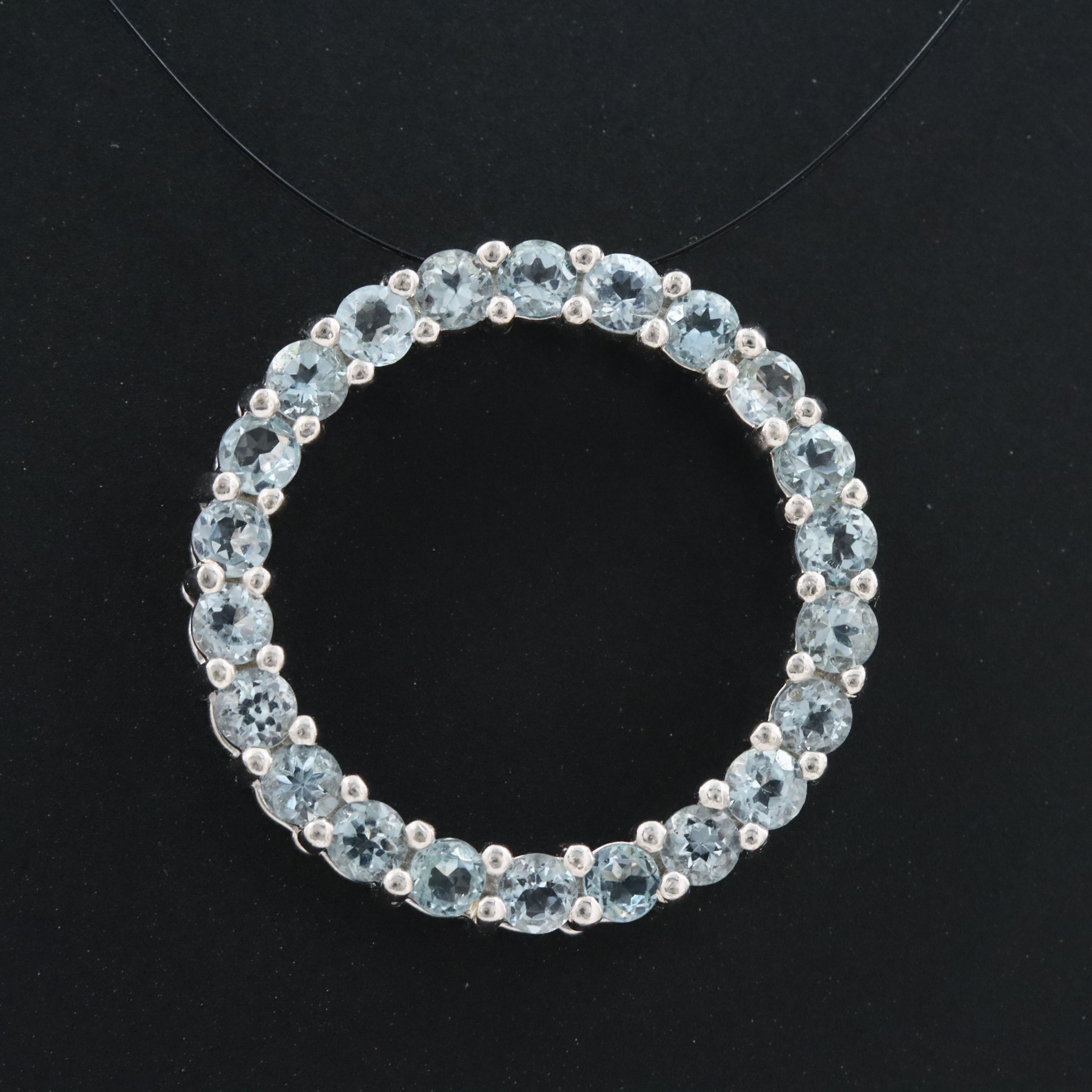 14K Aquamarine Circle Pendant