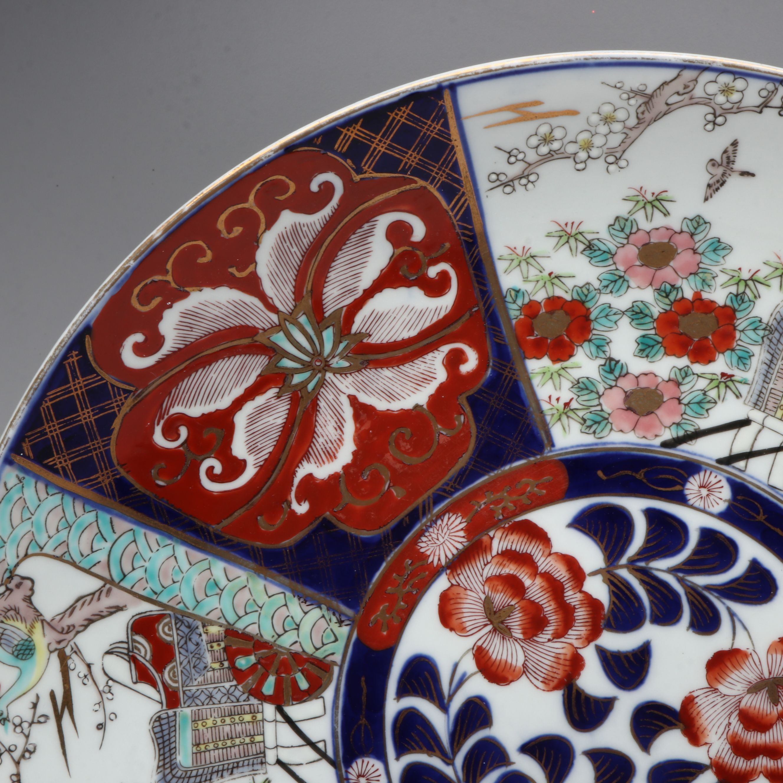 Japanese Imari Porcelain Charger on Wood Stand