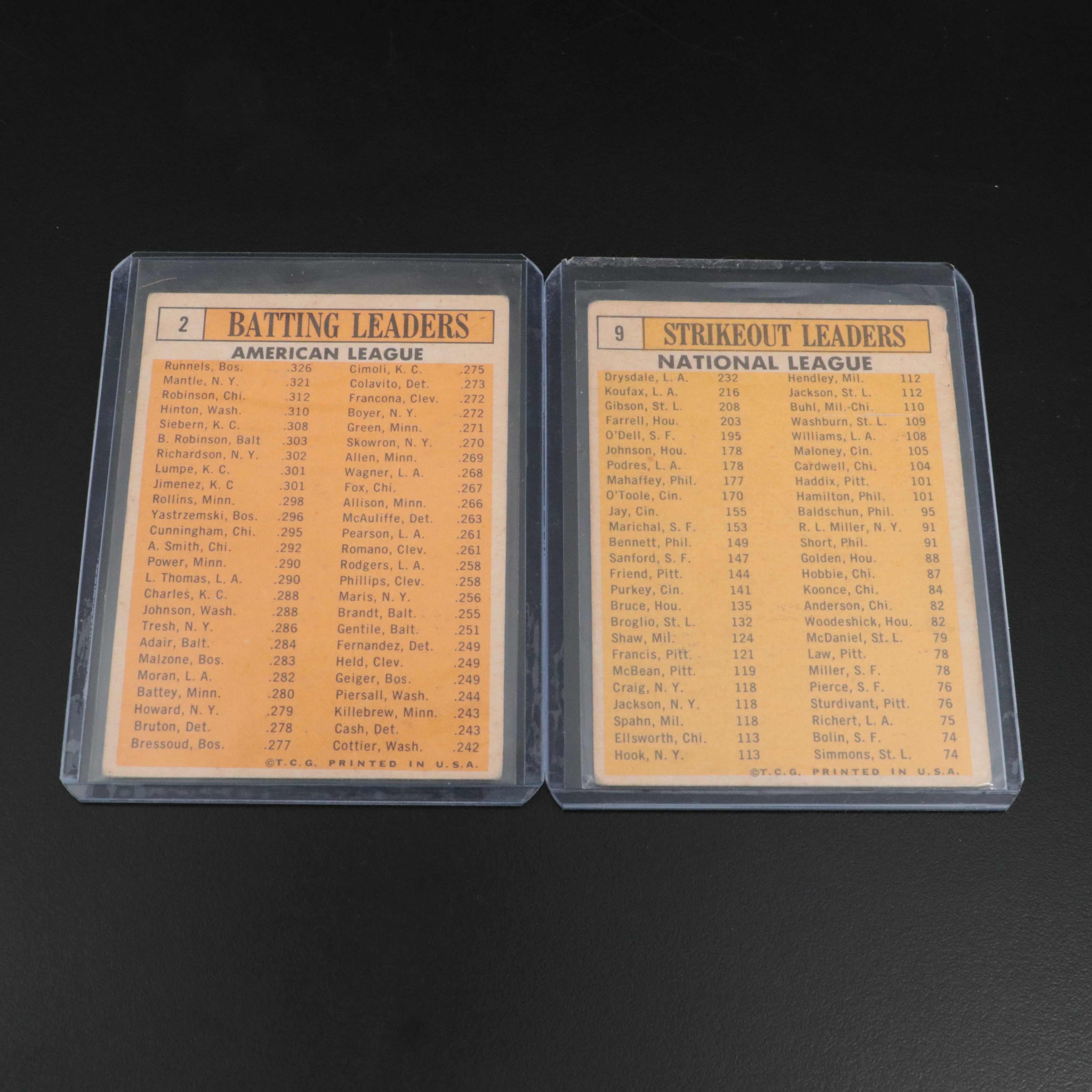 Twelve Topps Baseball Cards of HOF and Star Players, 1959 to 1969