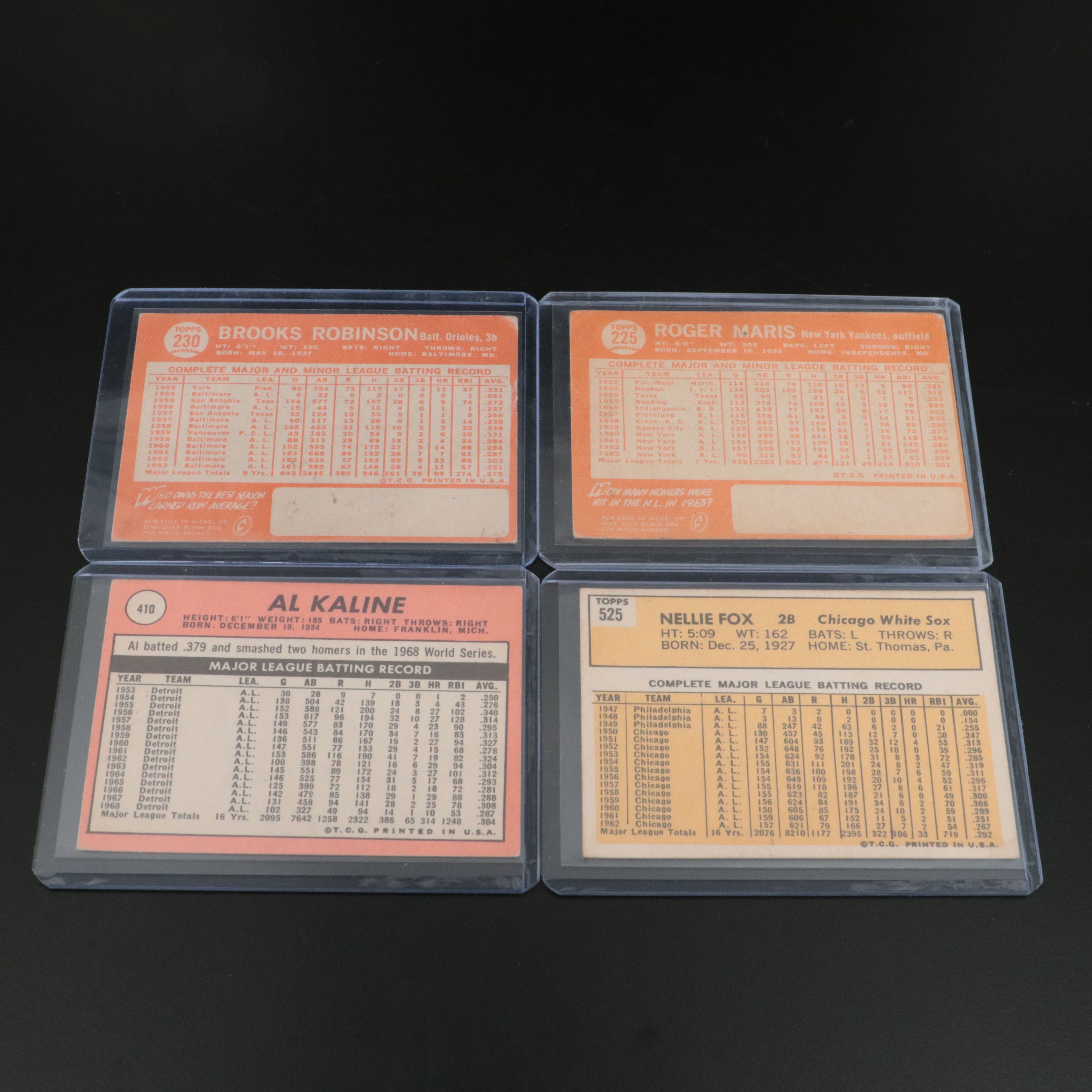 Twelve Topps Baseball Cards of HOF and Star Players, 1959 to 1969