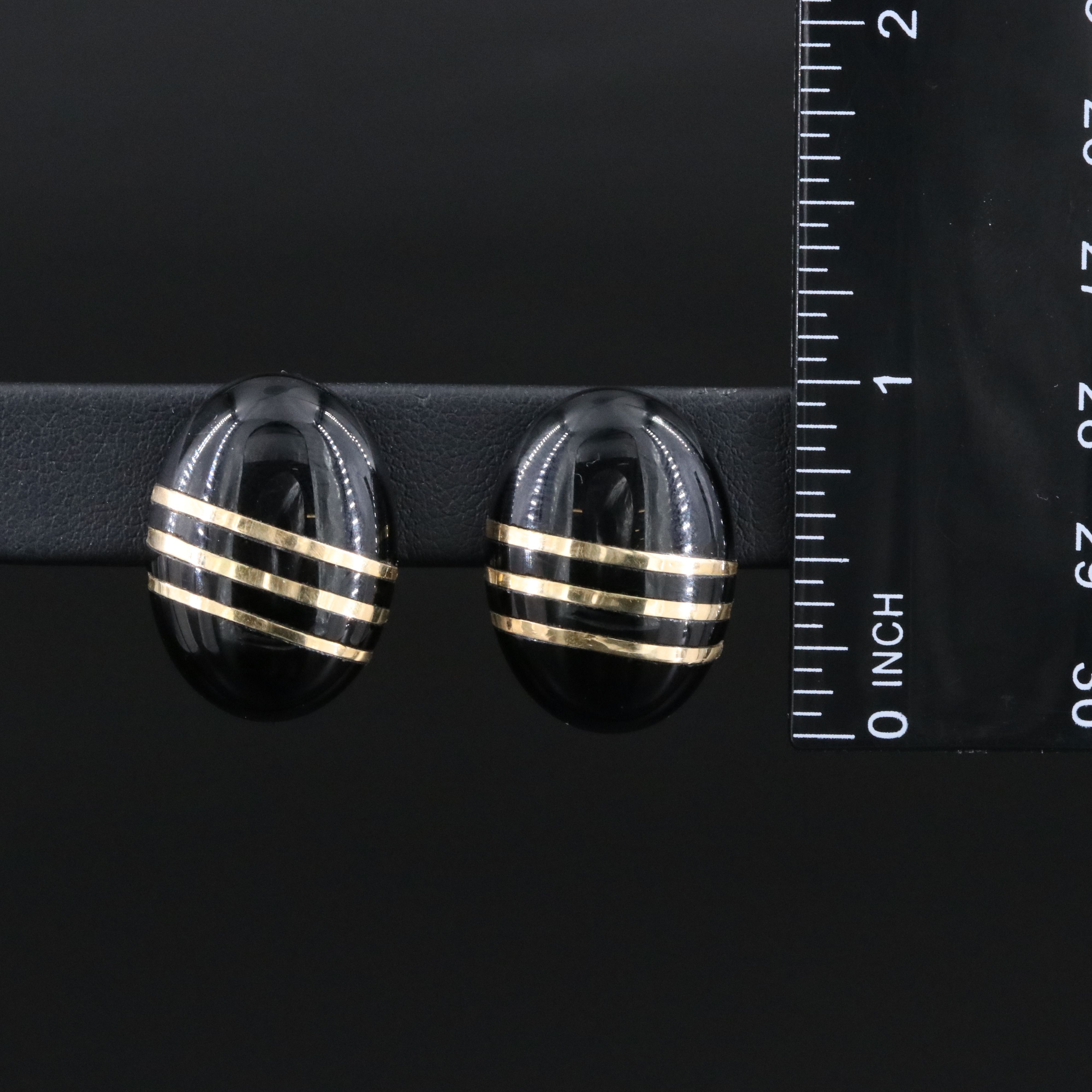 14K Inlaid Black Onyx Earrings
