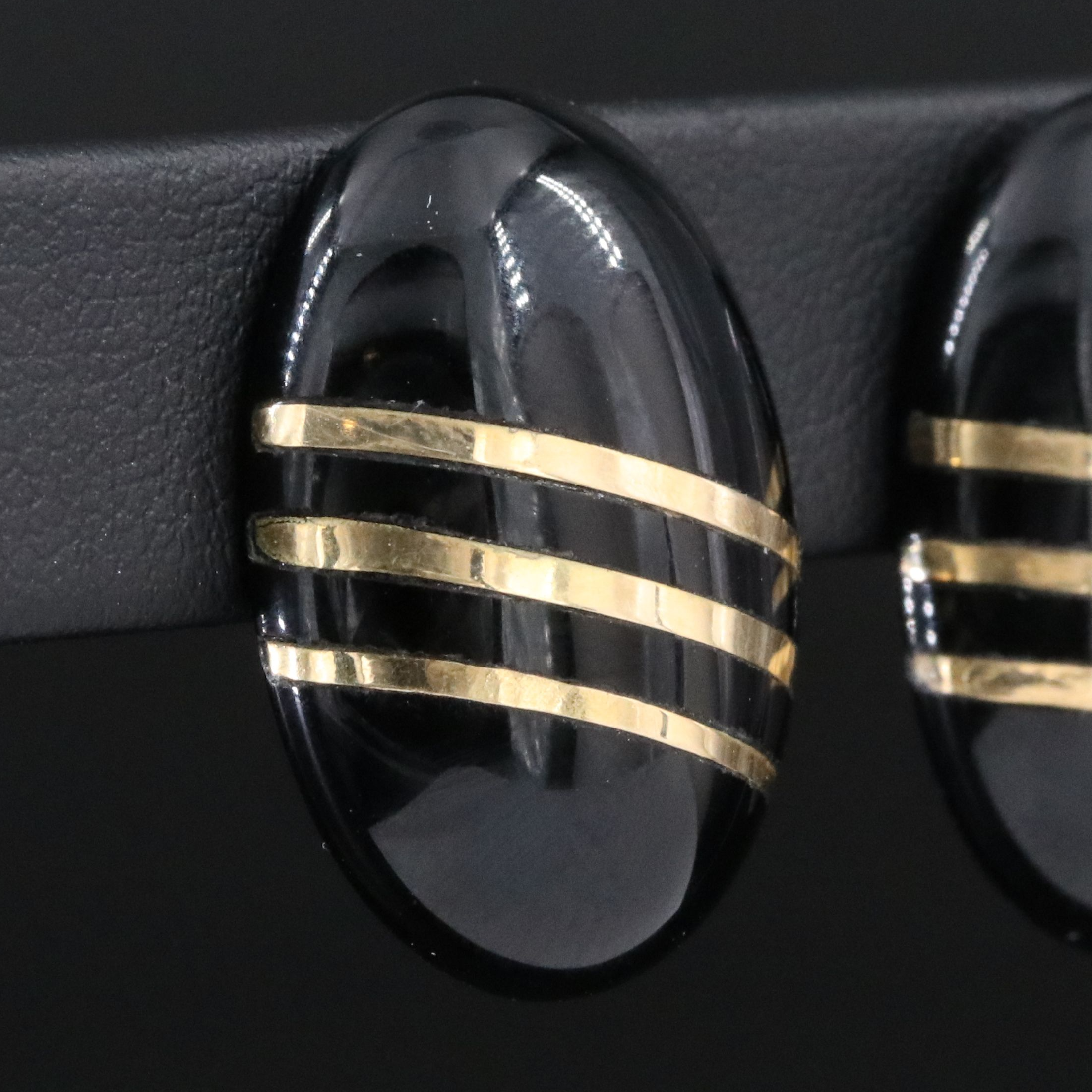 14K Inlaid Black Onyx Earrings