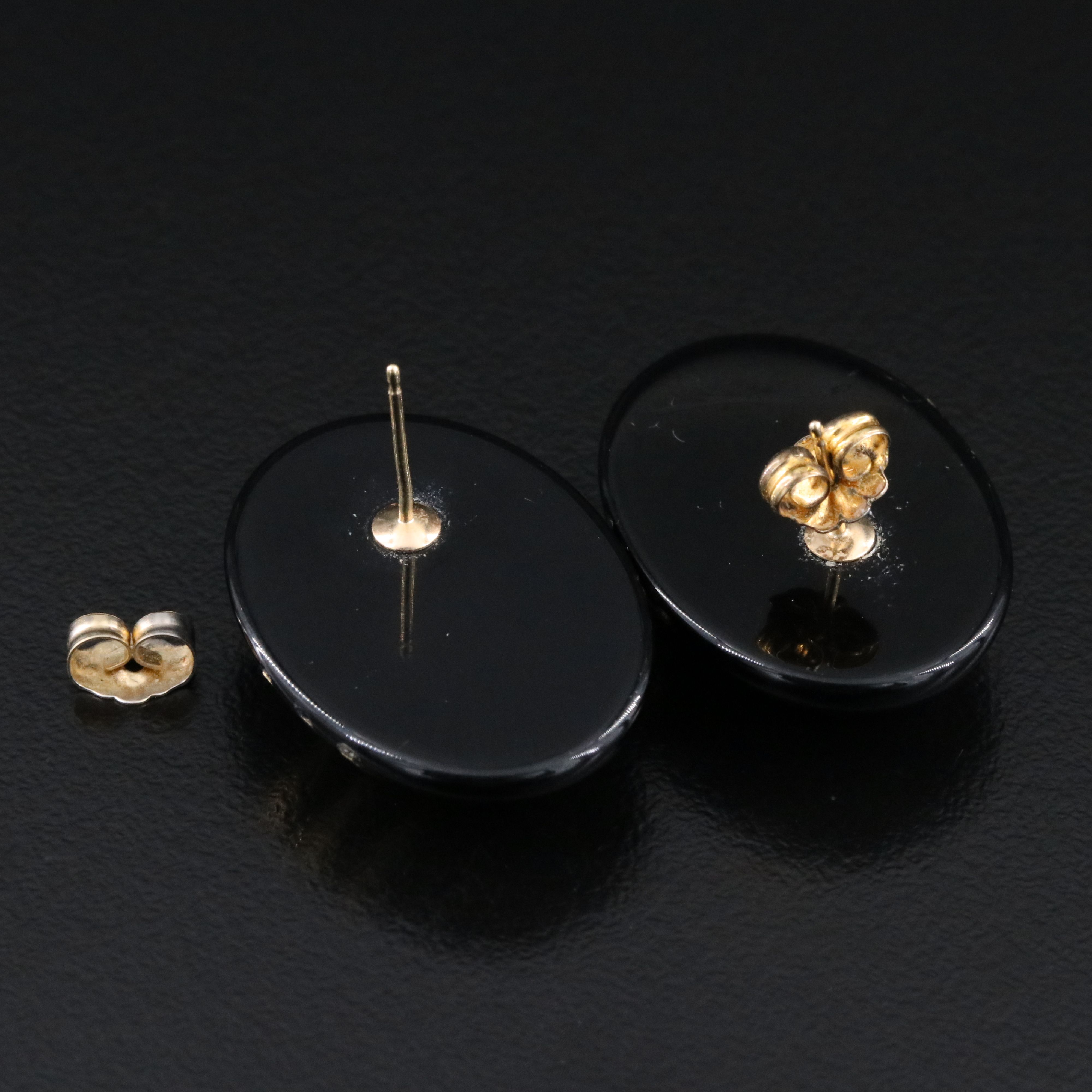 14K Inlaid Black Onyx Earrings