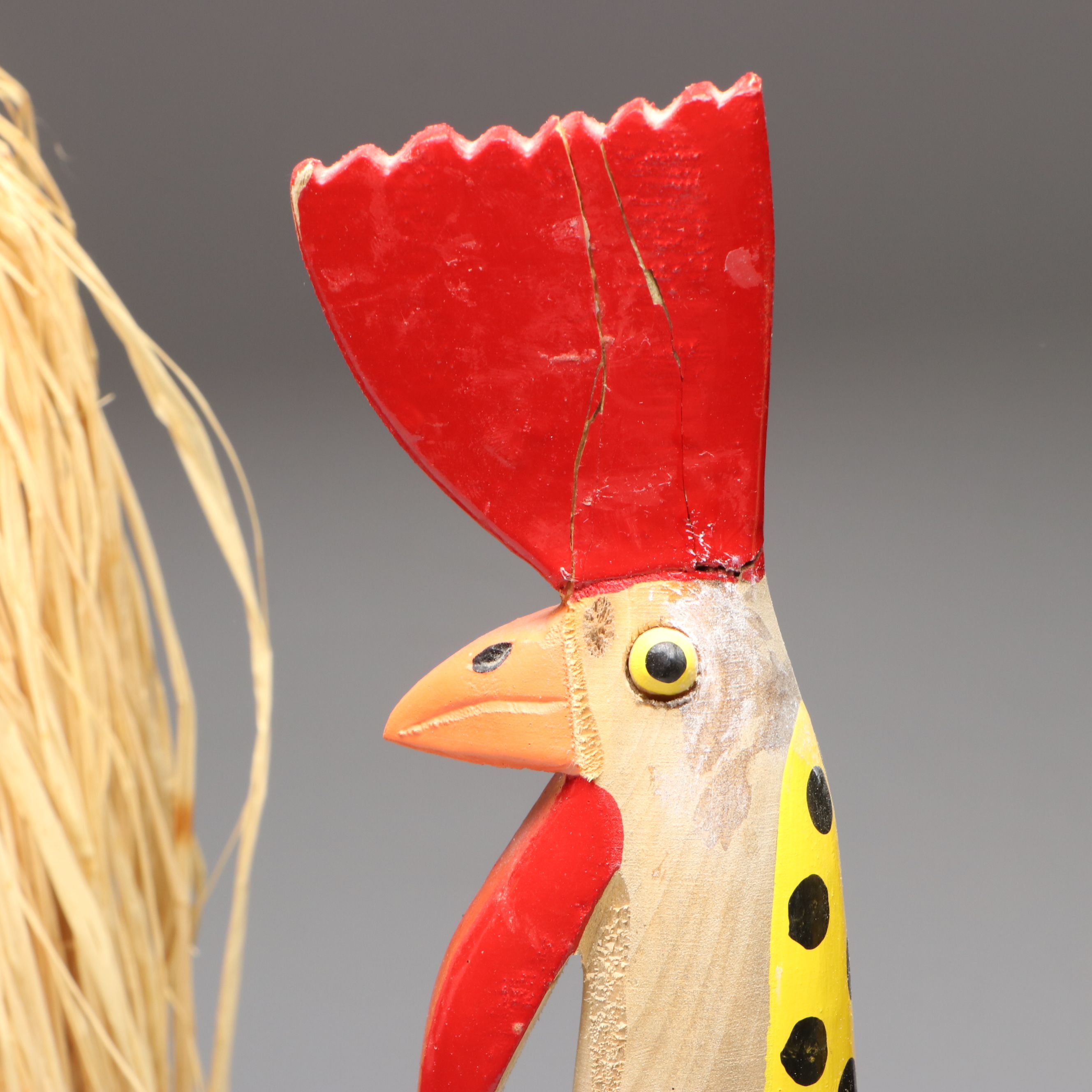 Edith John and Lonnie and Twyla Money Folk Art Handcrafted Wood Roosters