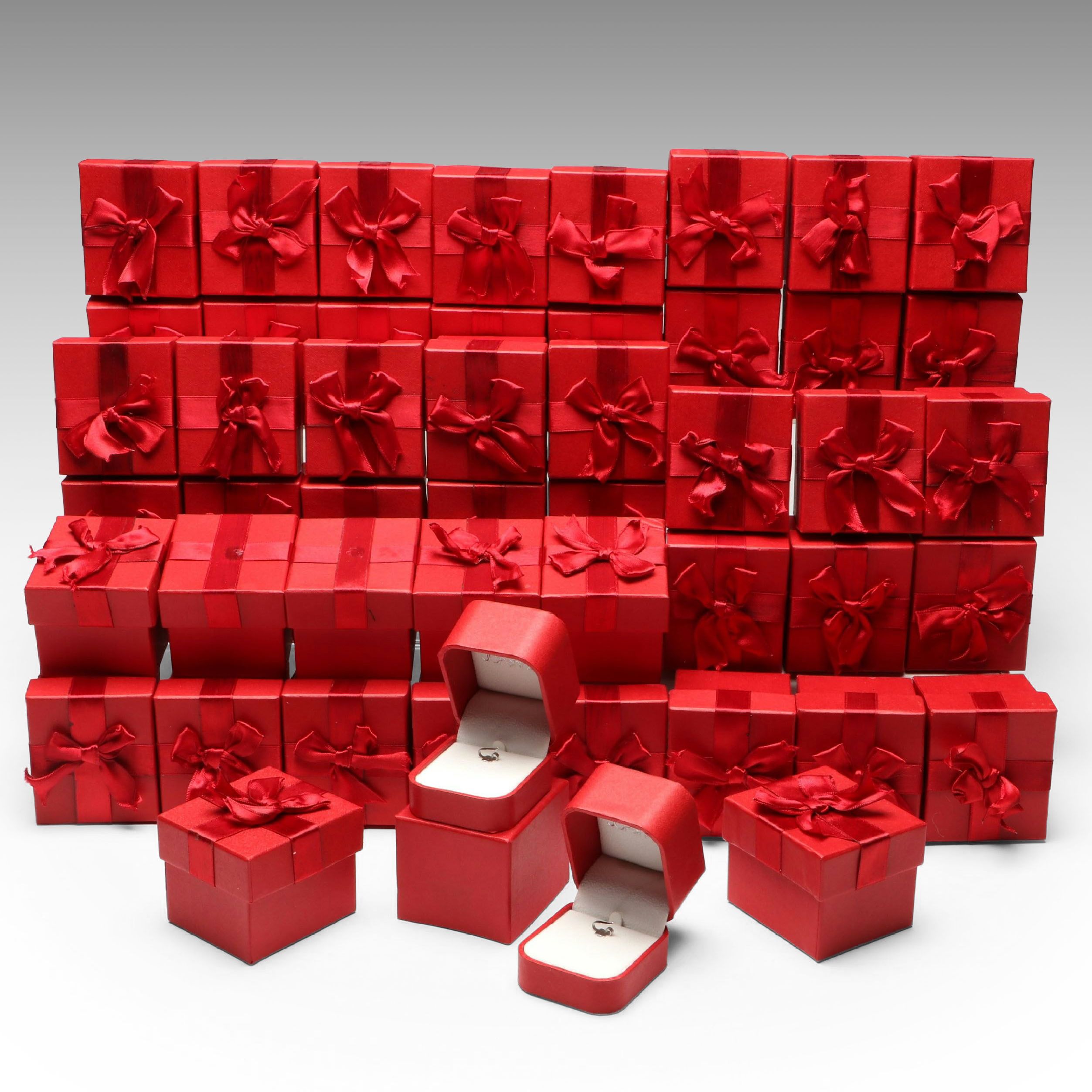 JCPenney Red Faux Leather Ring Boxes in Gift Boxes
