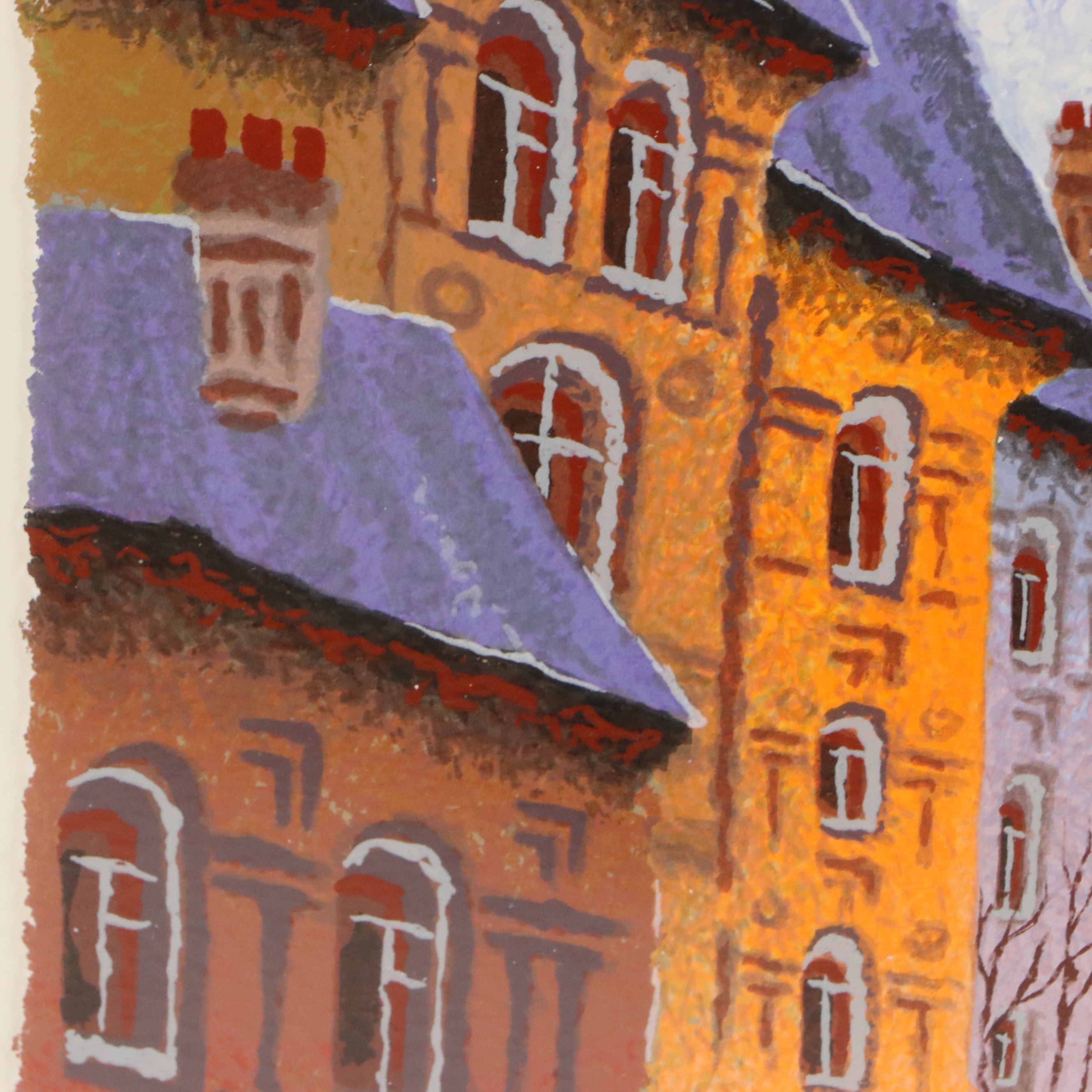 Anatole Krasnyansky Serigraph "Old Street of Brno," 2001