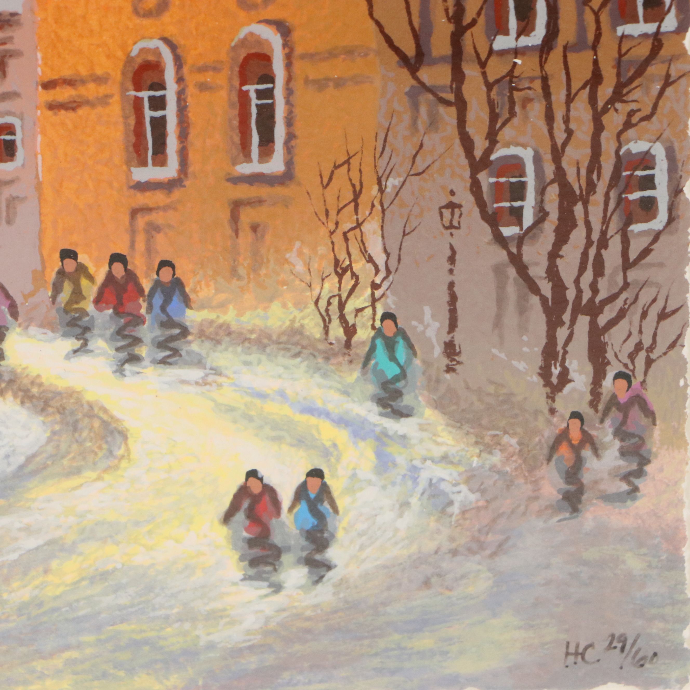 Anatole Krasnyansky Serigraph "Old Street of Brno," 2001