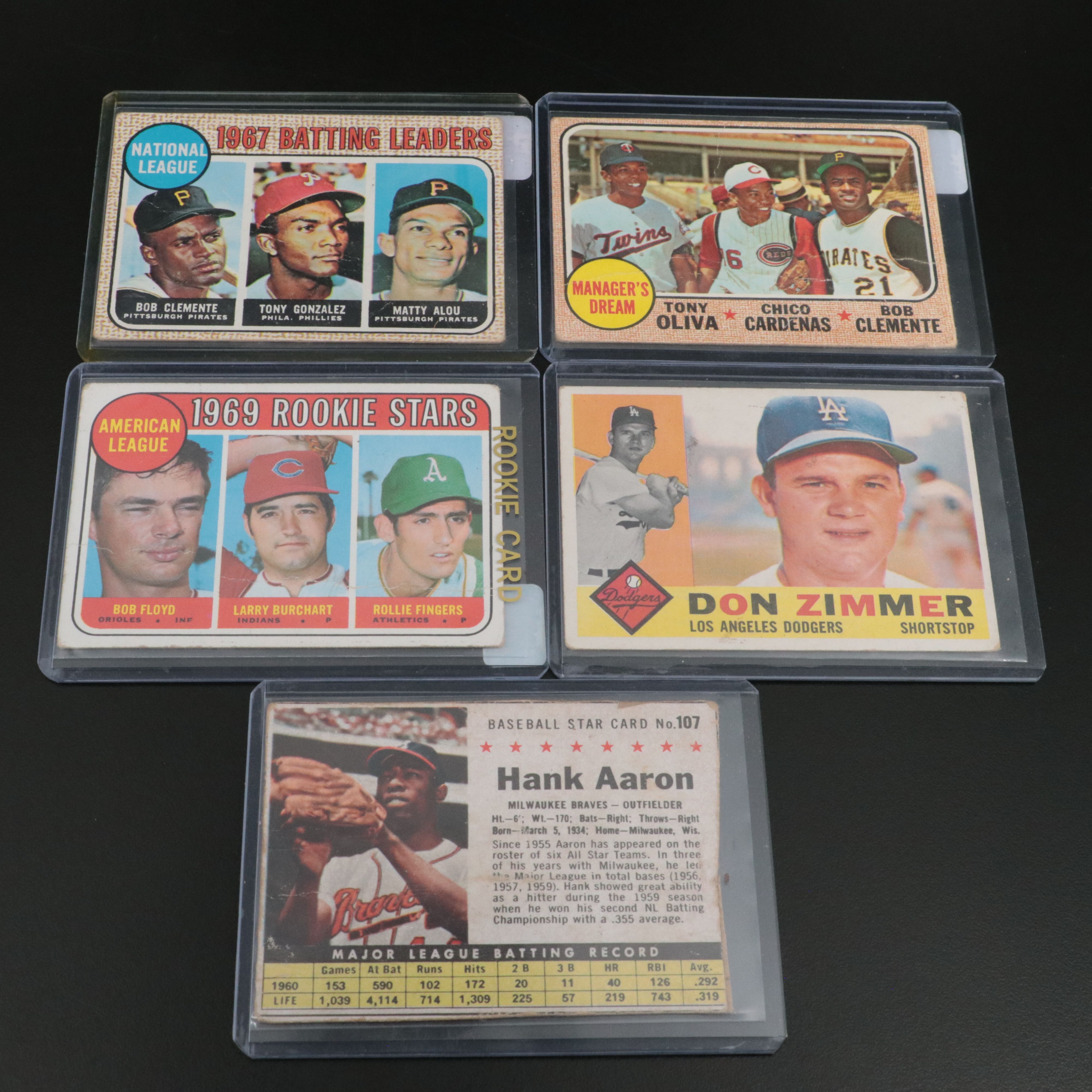 Twelve Vintage Baseball Cards of HOF and Star Players, 1960s