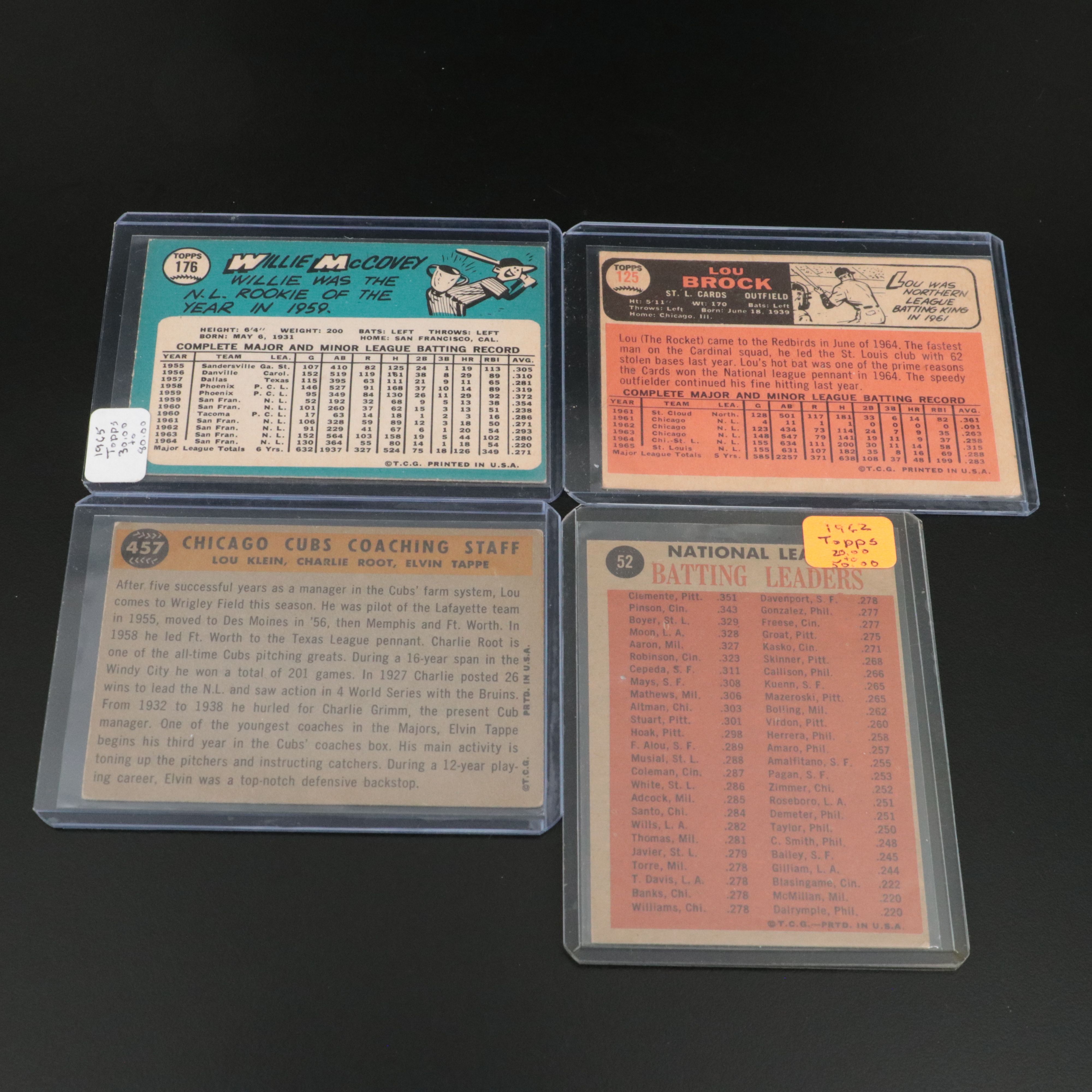 Twelve Vintage Baseball Cards of HOF and Star Players, 1960s