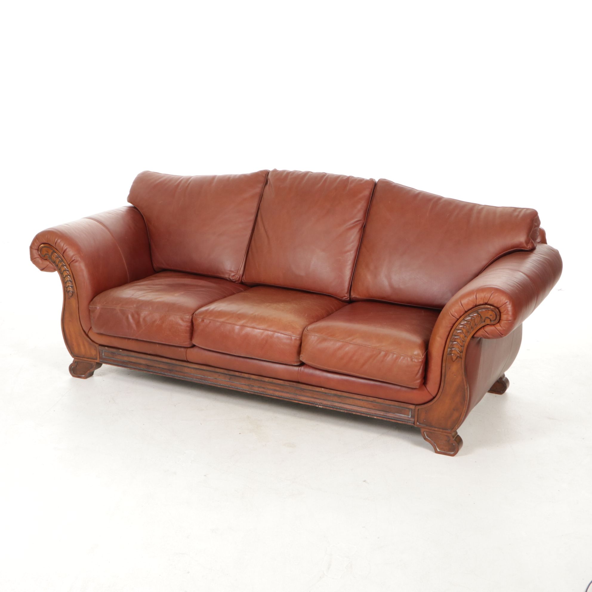 Klaussner Empire Style Leather Upholstered Sofa, 21st Century